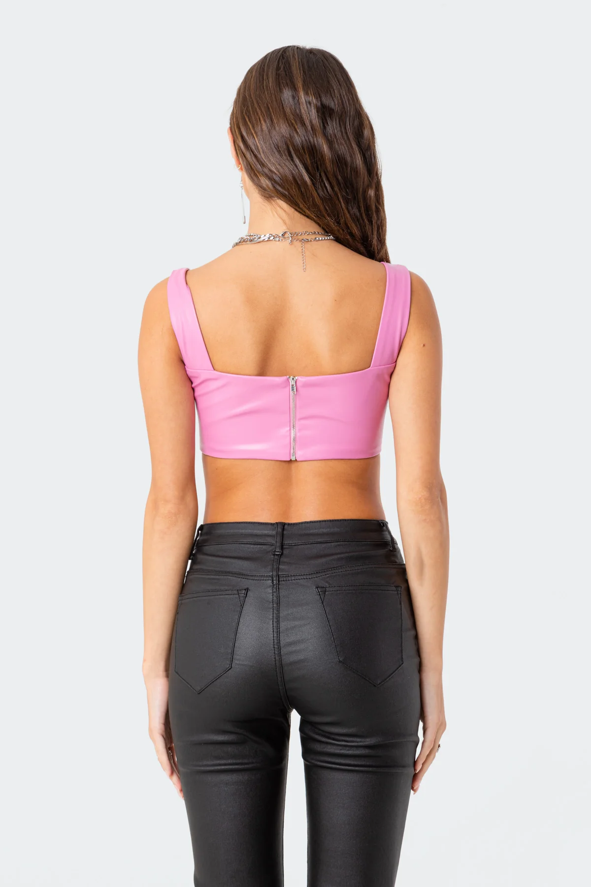 Midnight Faux Leather Crop Top - Image 4