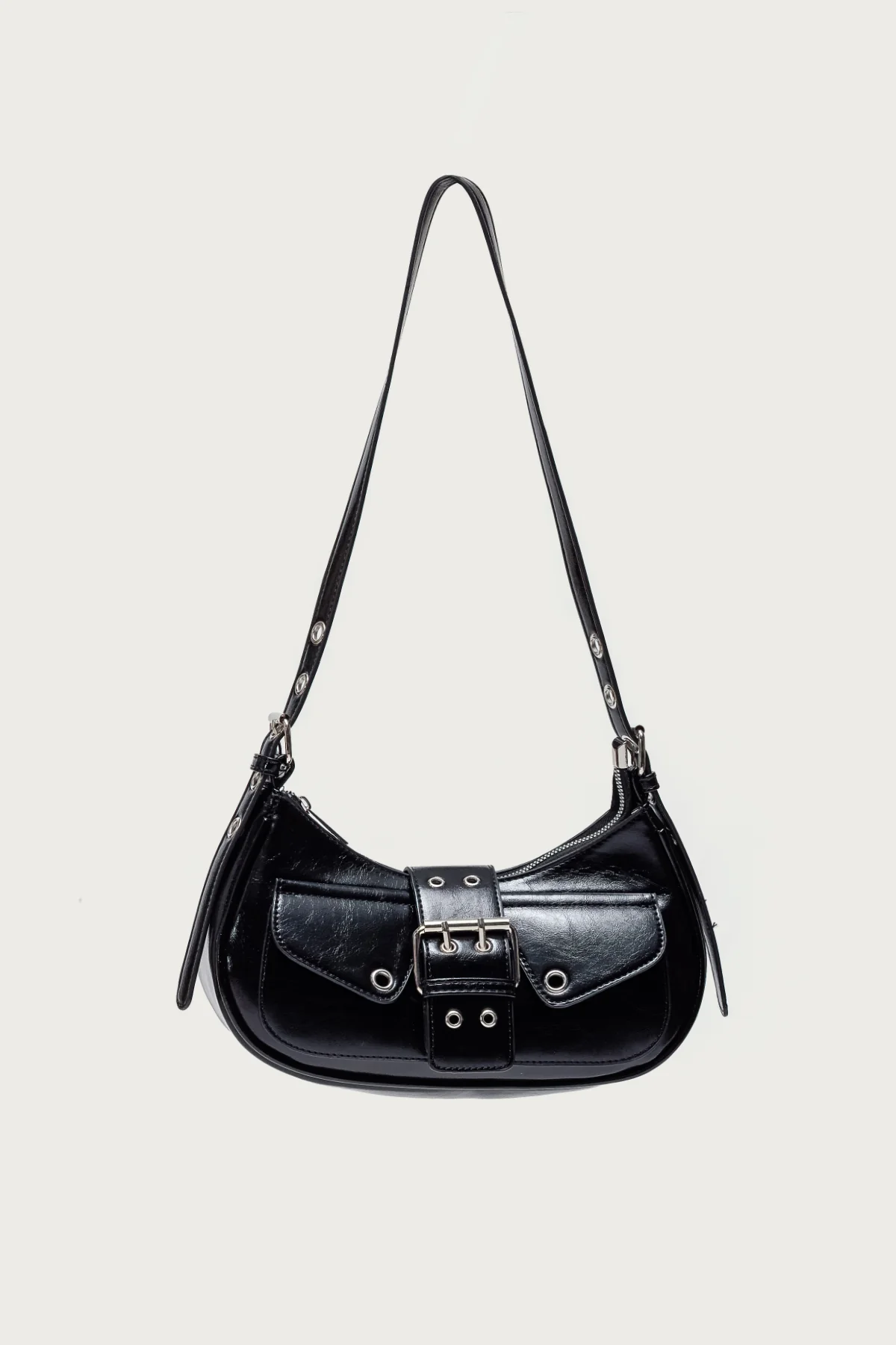 Washed Faux Leather Buckle Bag - Image 2