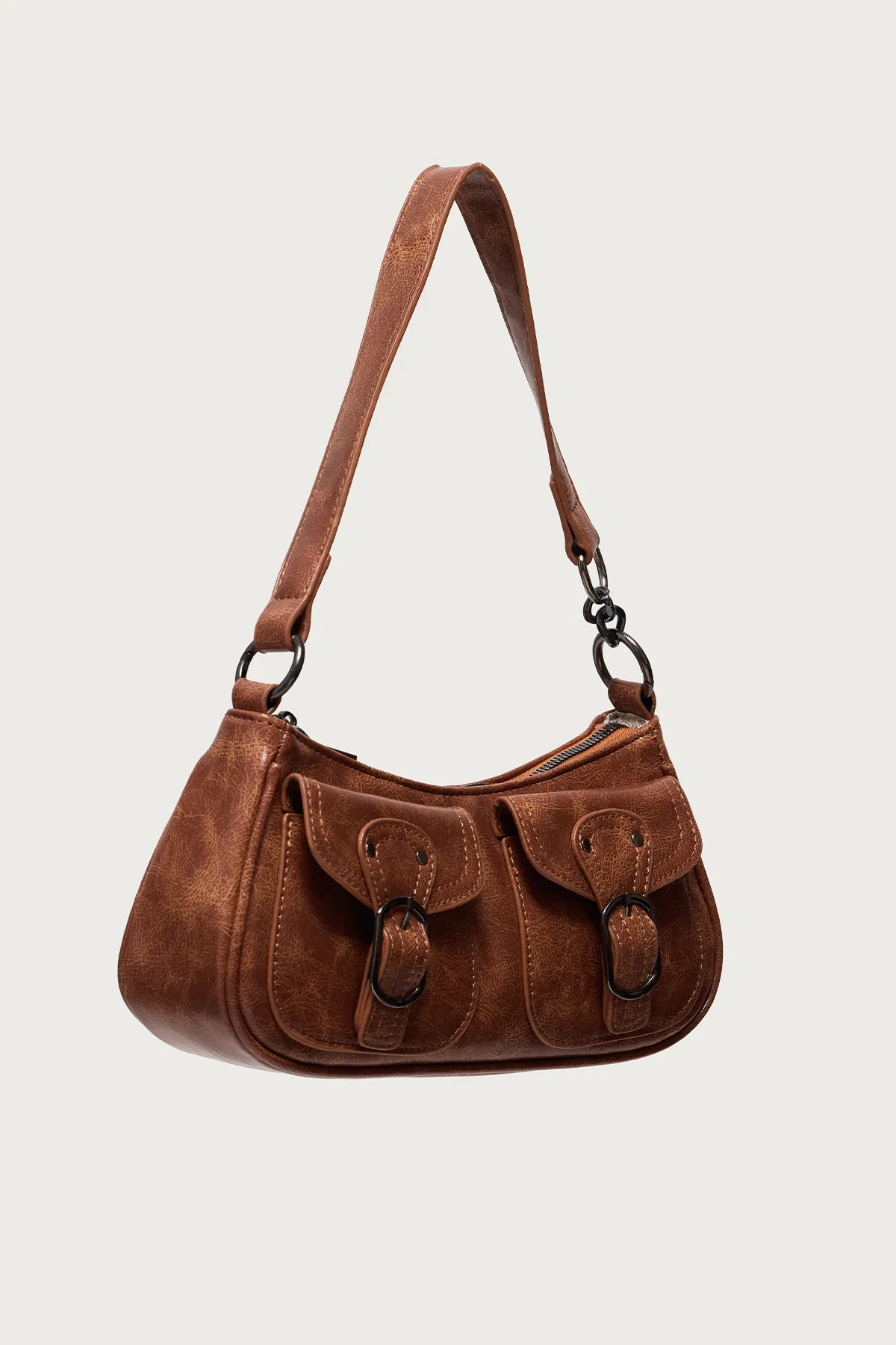 Distressed Faux Leather Buckle Bag - Image 4