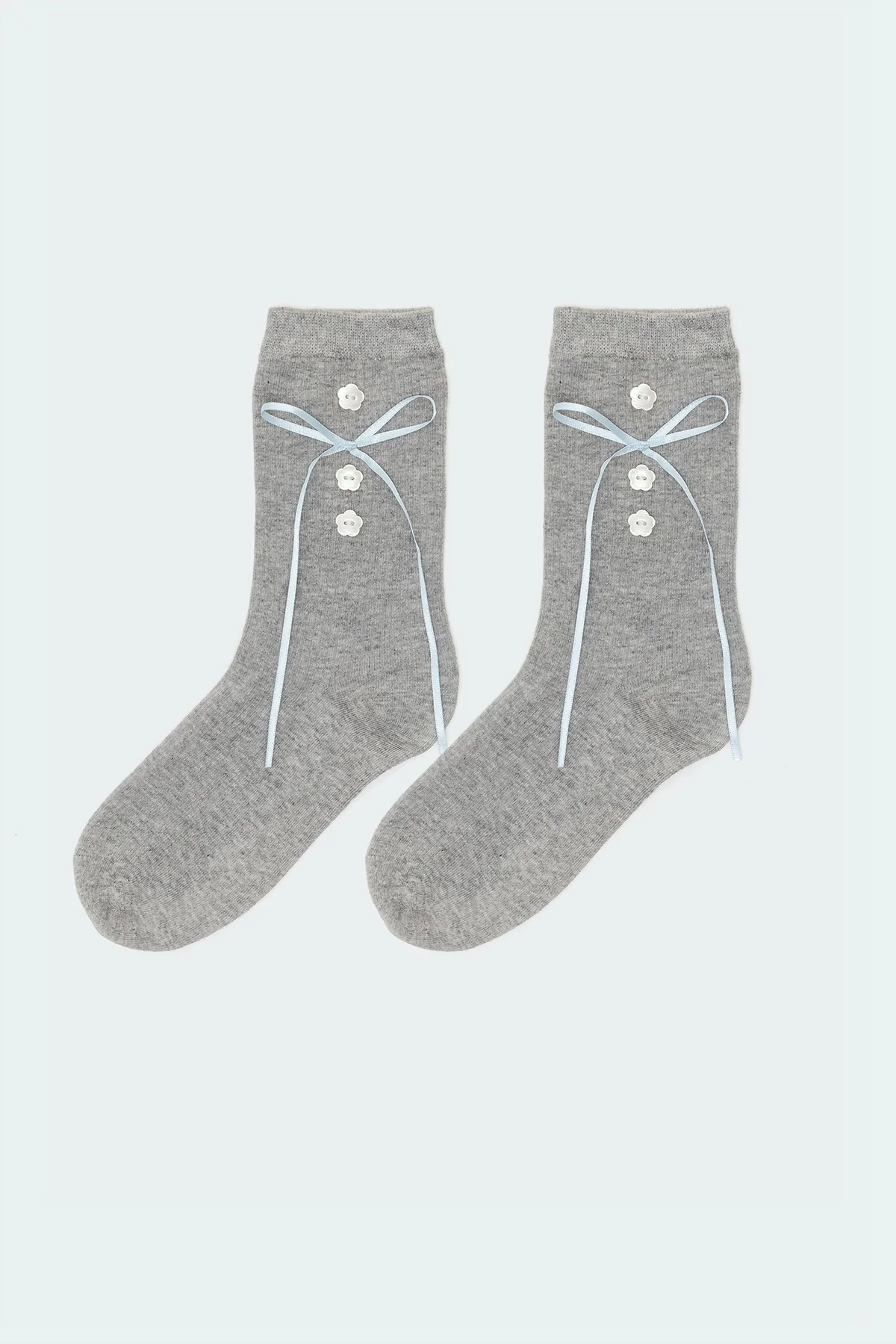 Ribbon & Flower Button Socks - Image 4