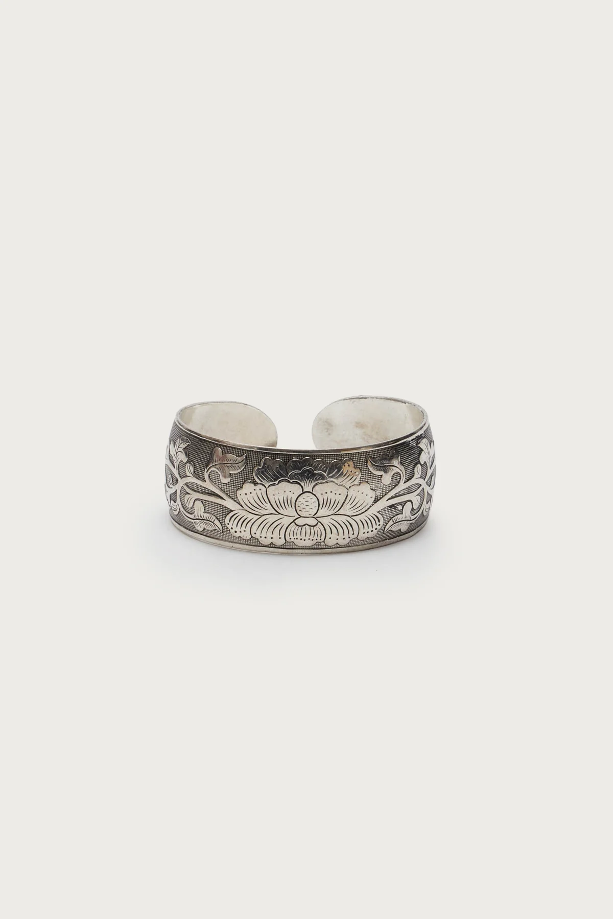 Engraved Floral Bangle Bracelet - Image 2