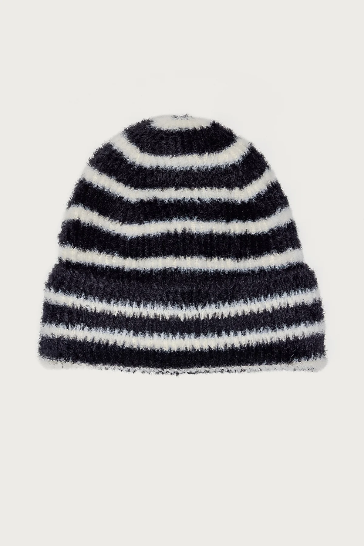 Striped Fuzzy Knit Beanie - Image 2