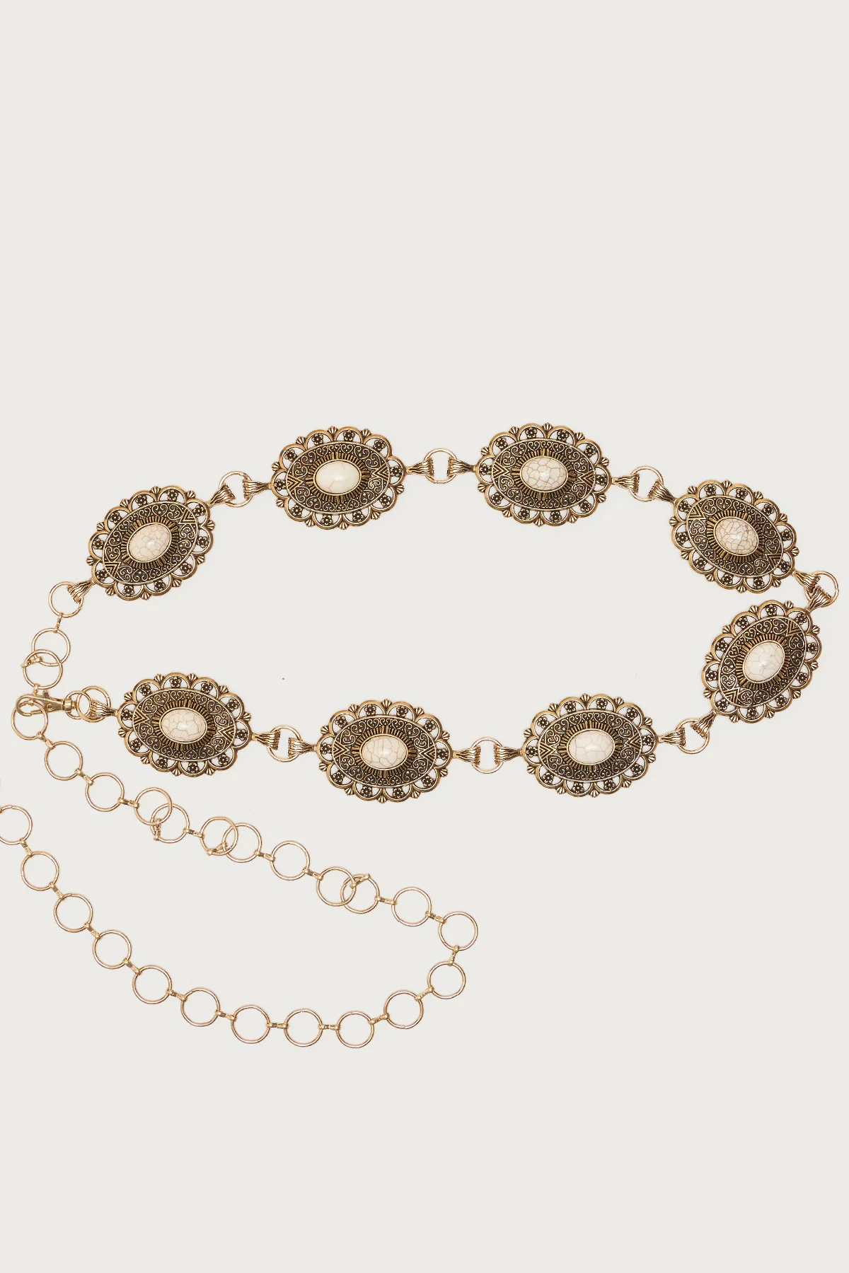Stone Oval Pendant Chain Belt - Image 2