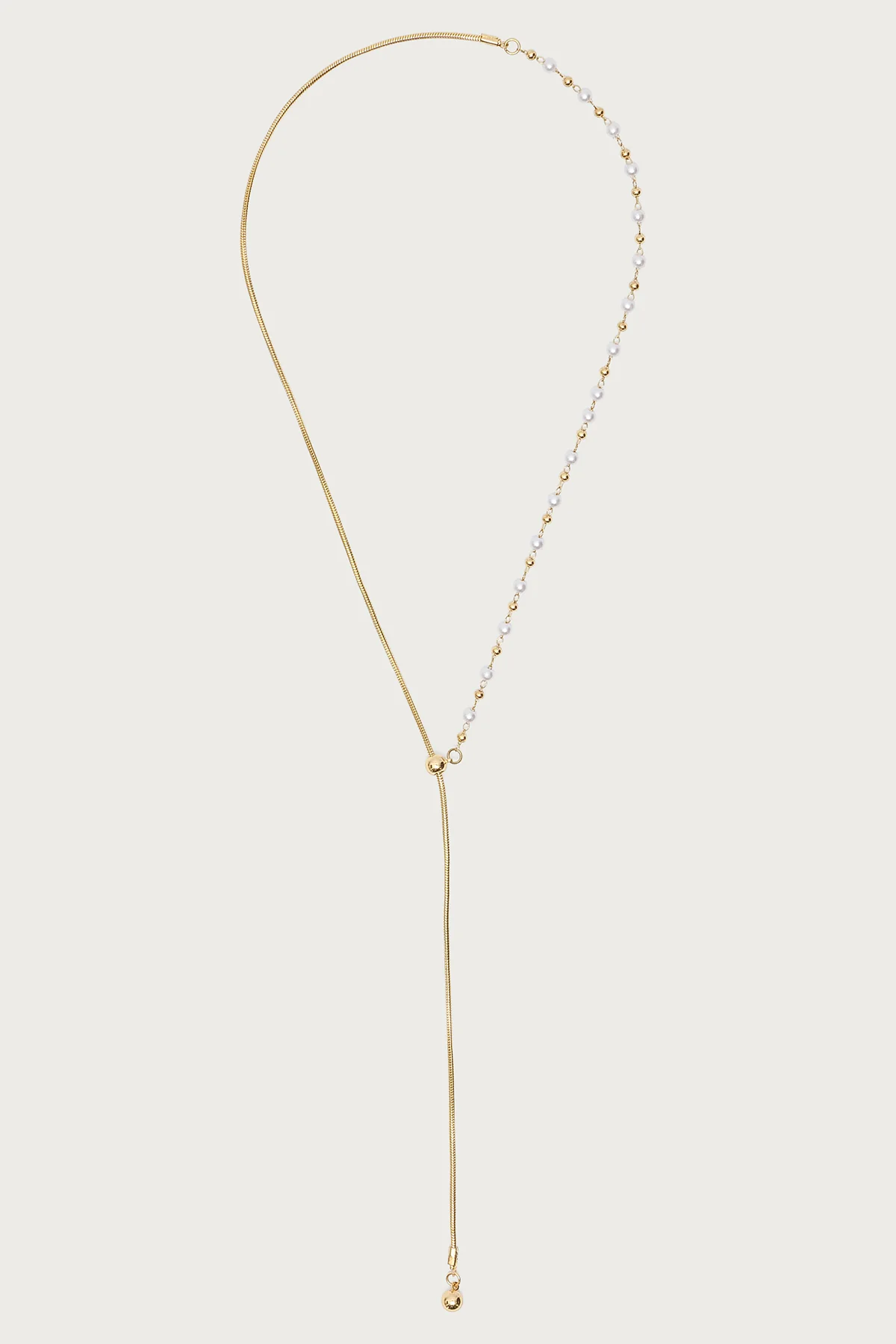 Pearl Beaded Cascading Chain Necklace - Image 2