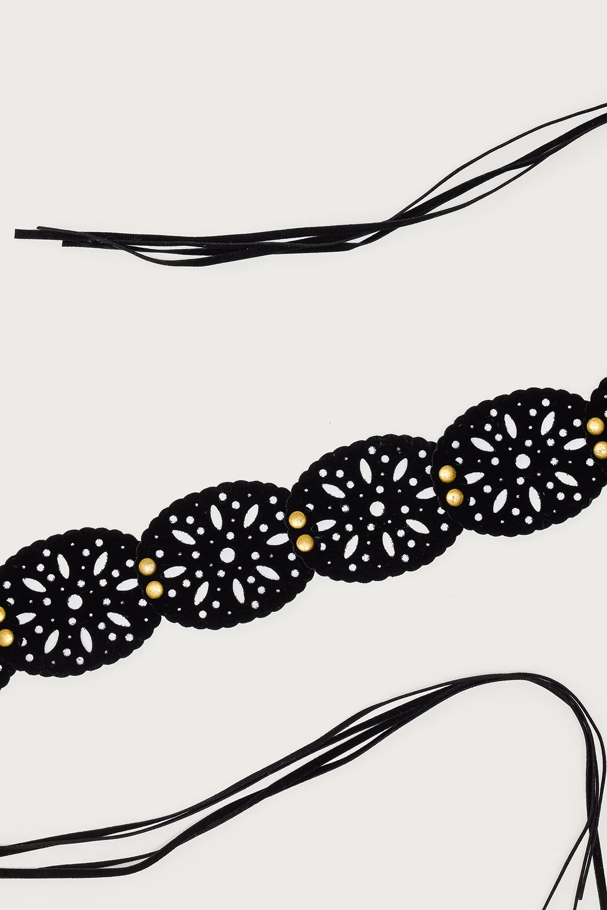Studded Faux Suede Tie Belt - Image 2