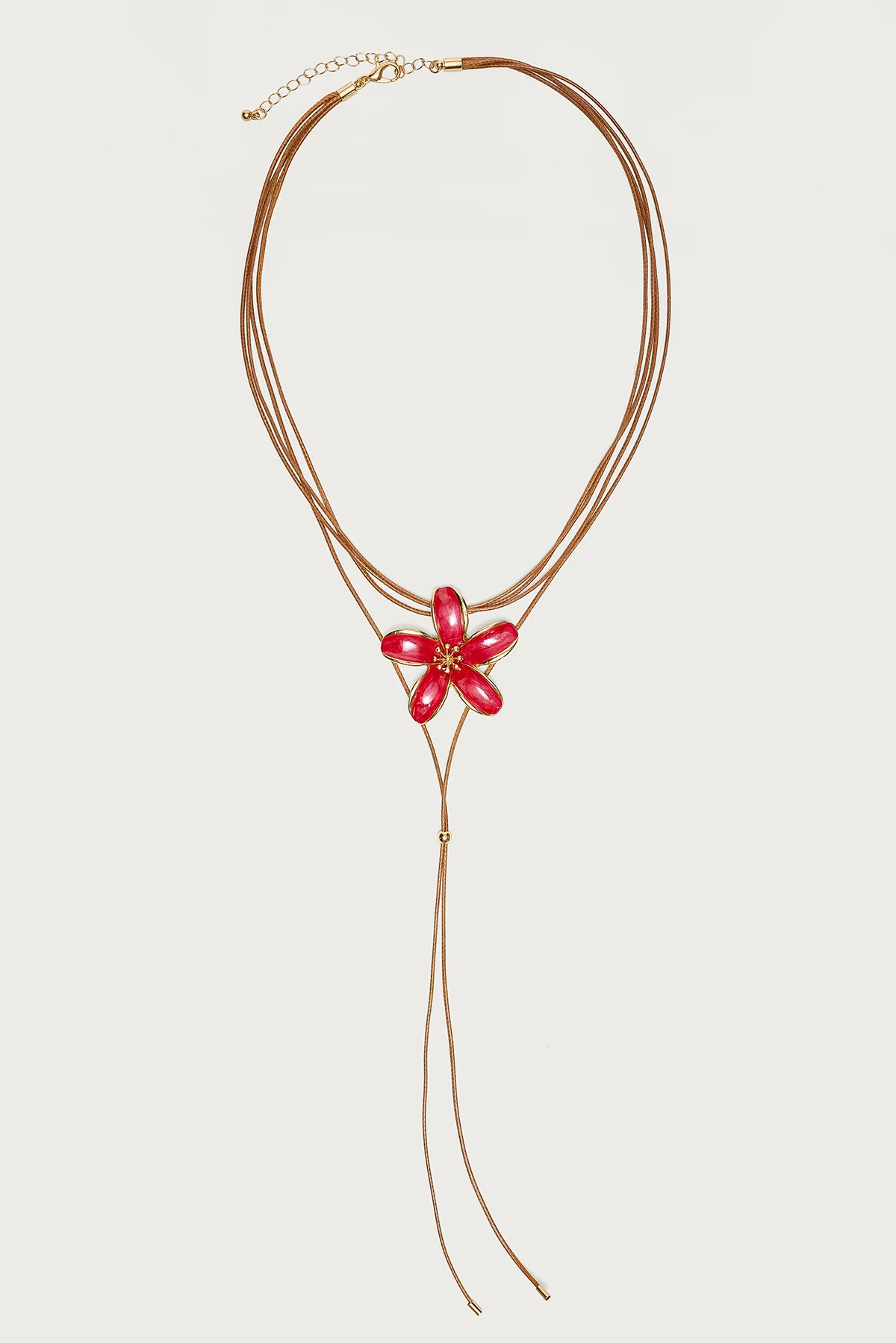 Hibiscus Faux Suede Cascading Necklace - Image 2