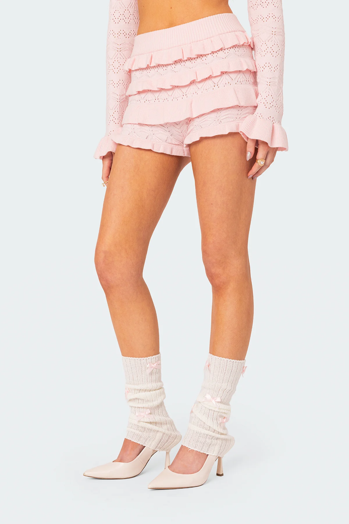 Lindsay Ruffle Knitted Shorts - Image 3
