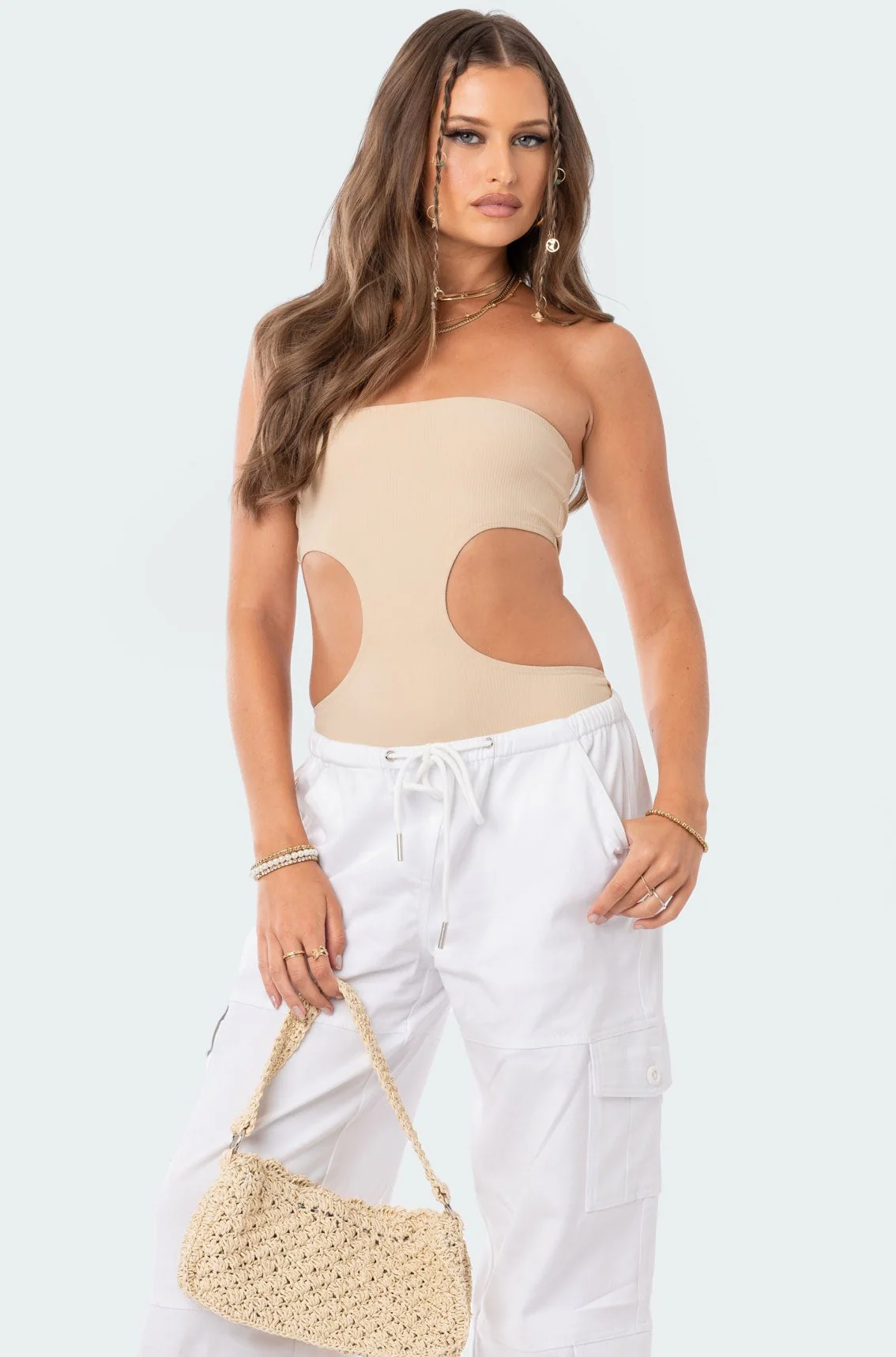 Vivie Ribbed Cut-Out Bodysuit - Image 2