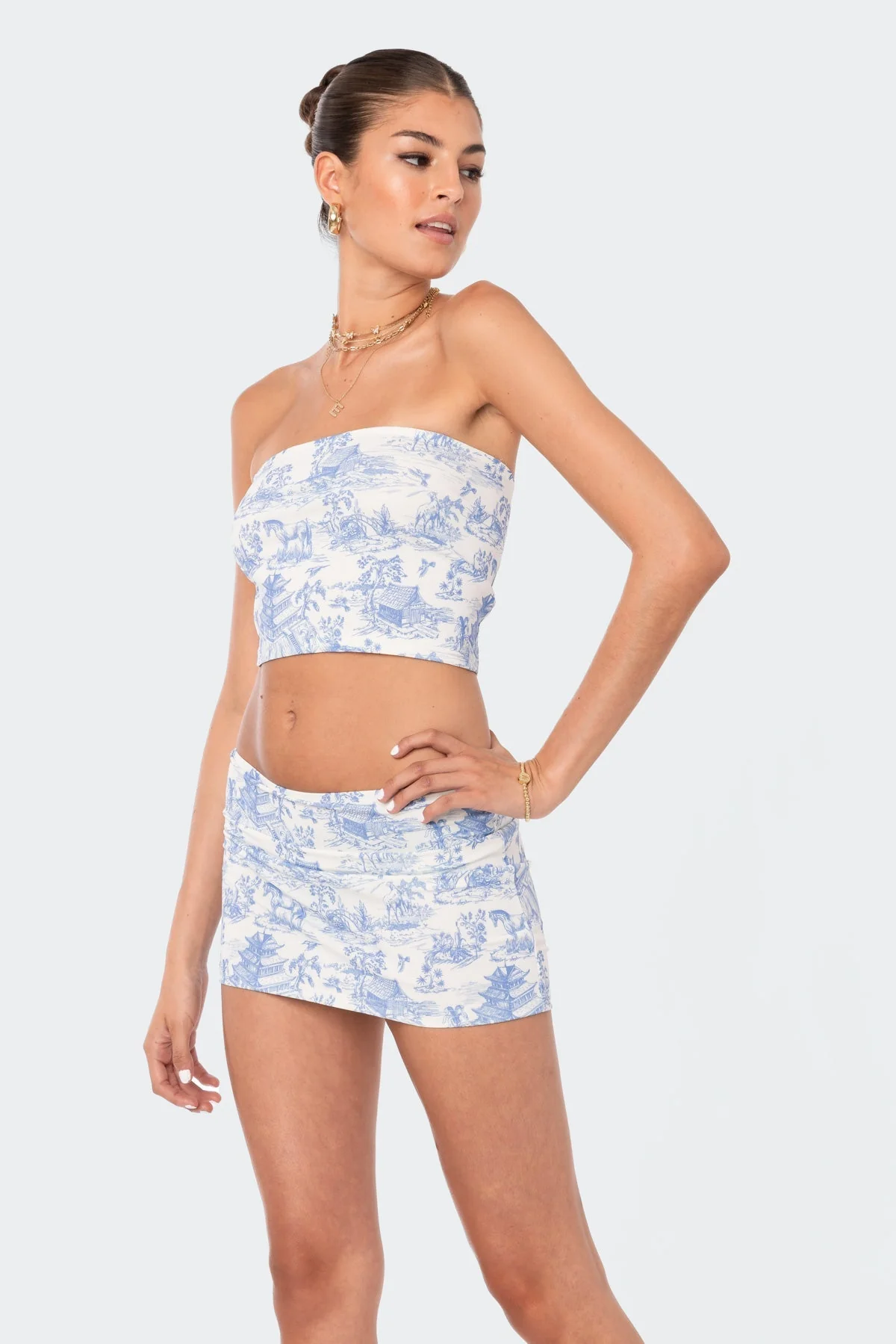 Delft Print Strapless Top - Image 2