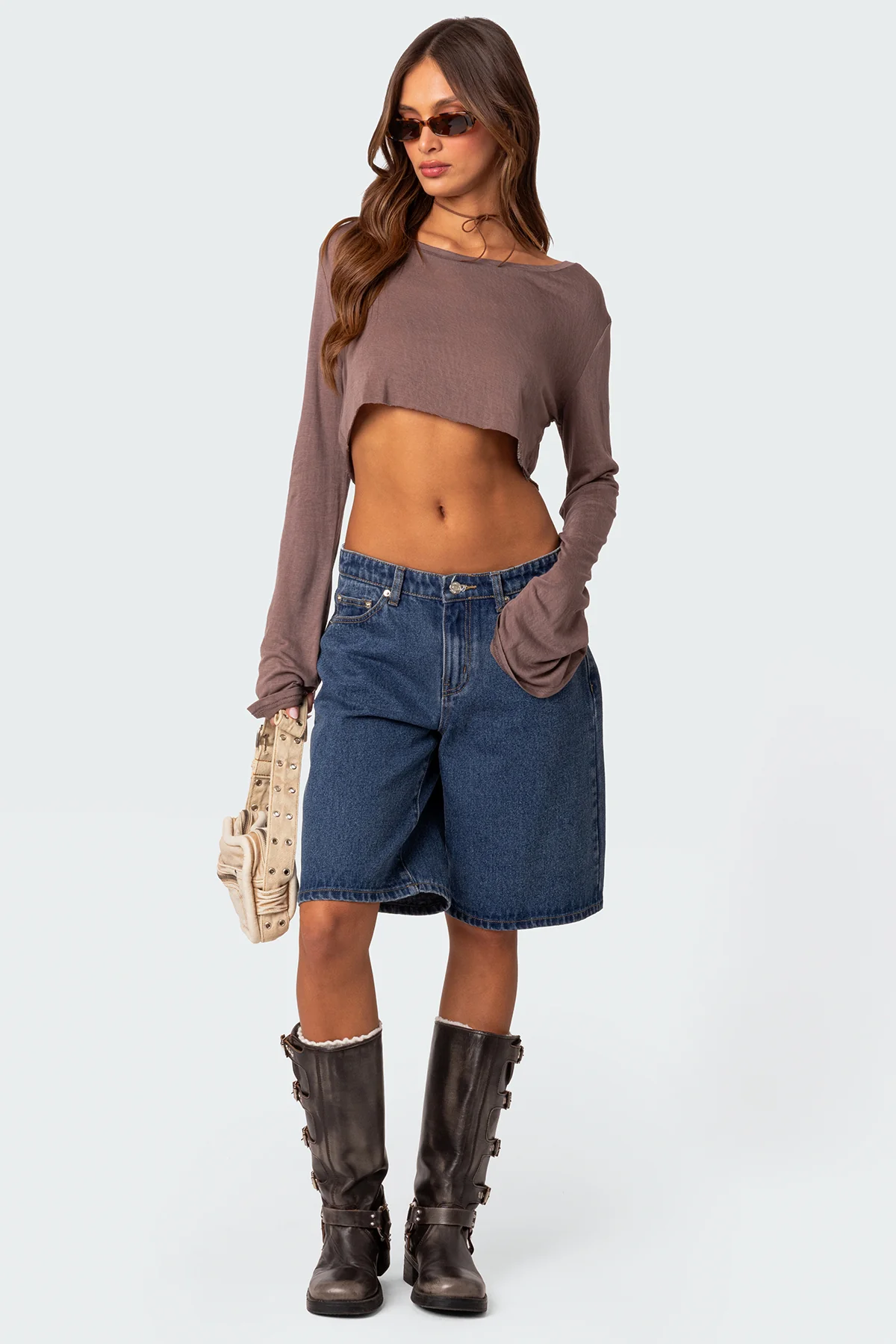 Sheer Raw Hem Crop Top - Image 2