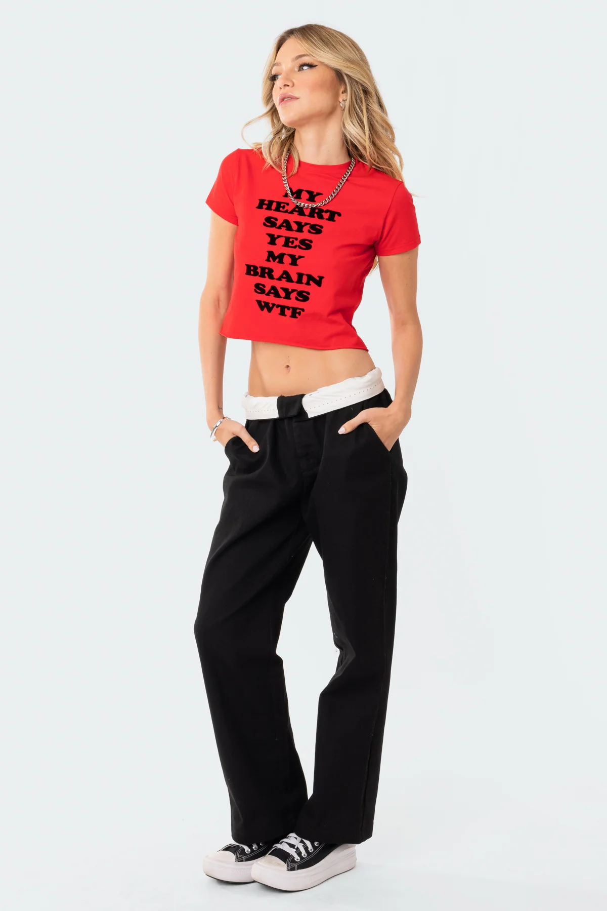 Folded Wide Leg Chino Pants - Image 3
