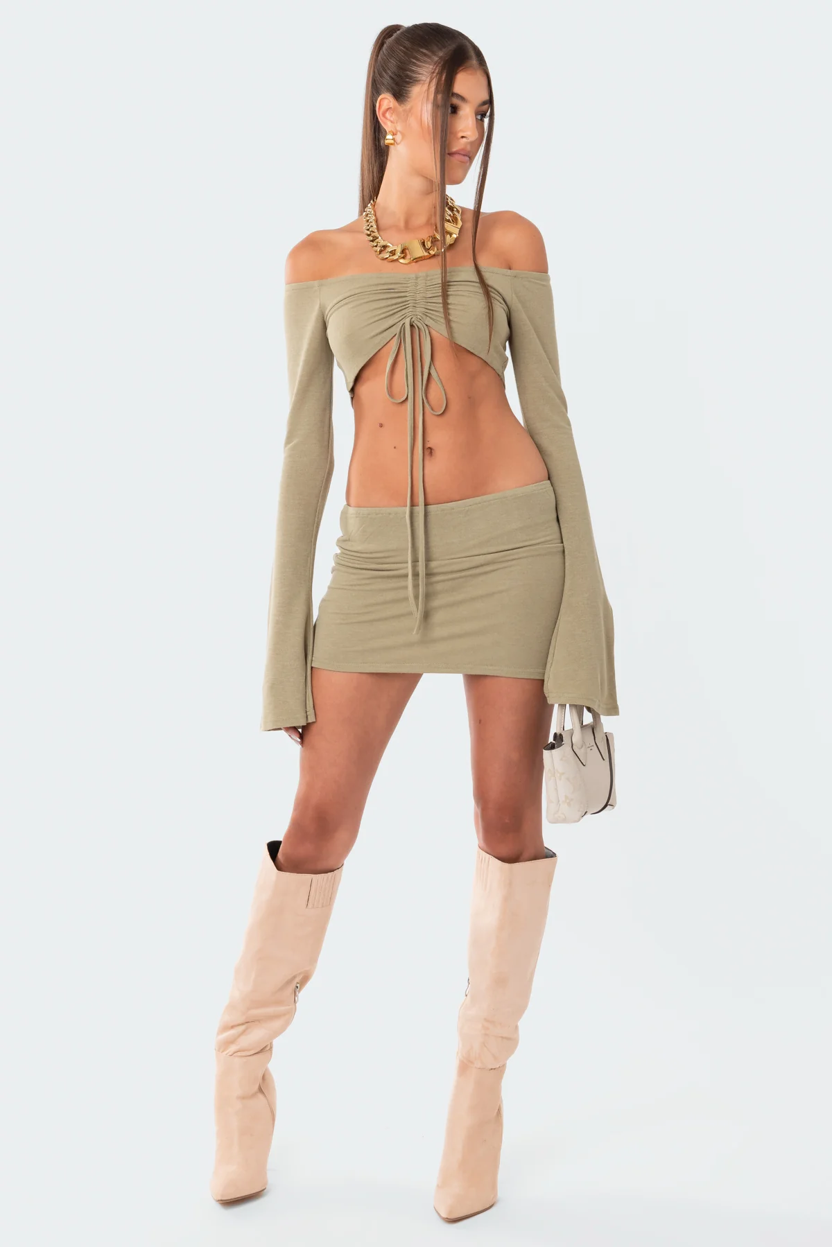 Kirby Gathered Off The Shoulder Crop Top - Image 2