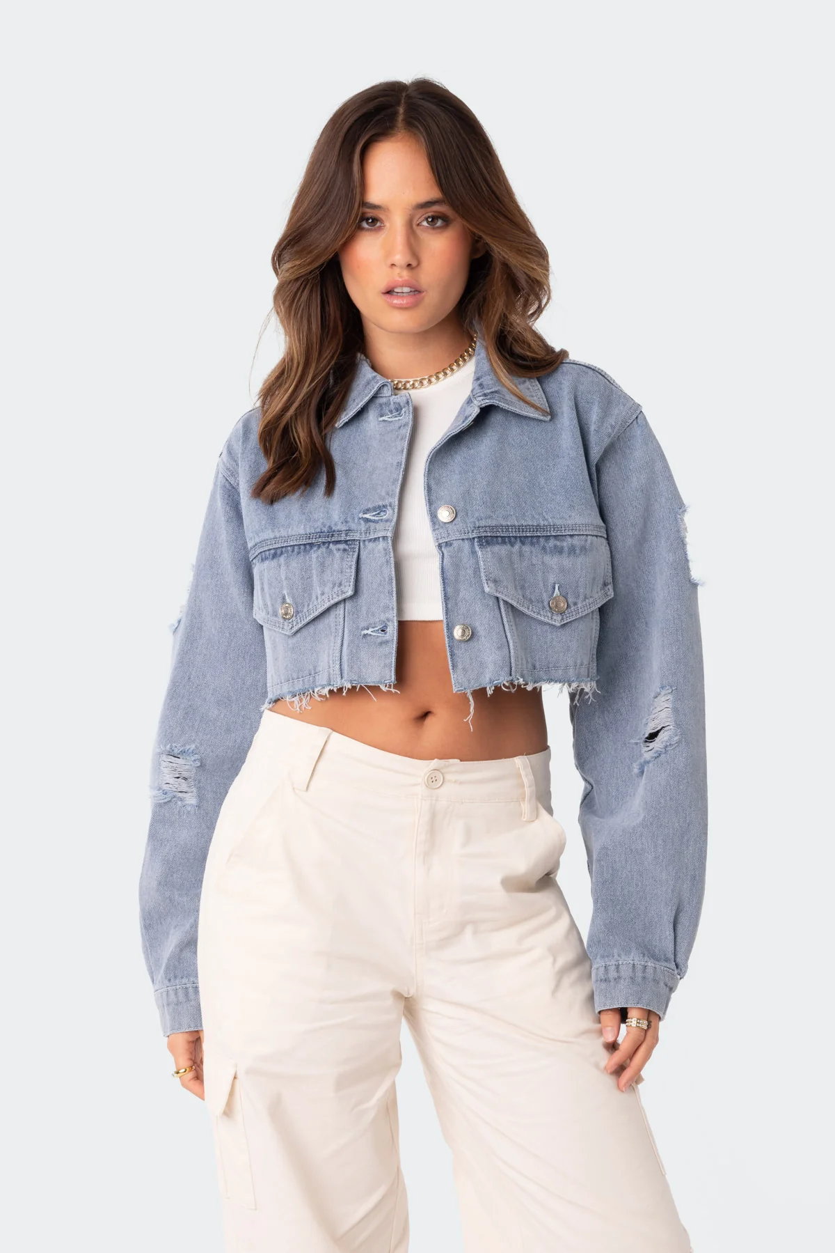 Addison Cropped Denim Jacket - Image 2