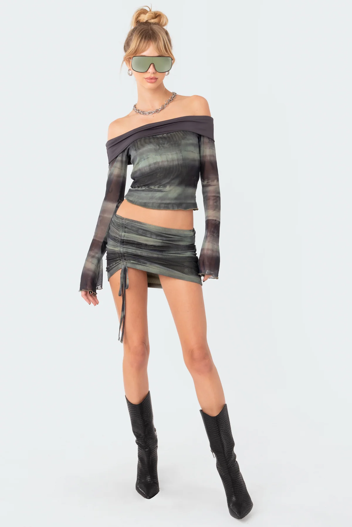 Terah Drawstring Mesh Mini Skirt - Image 3
