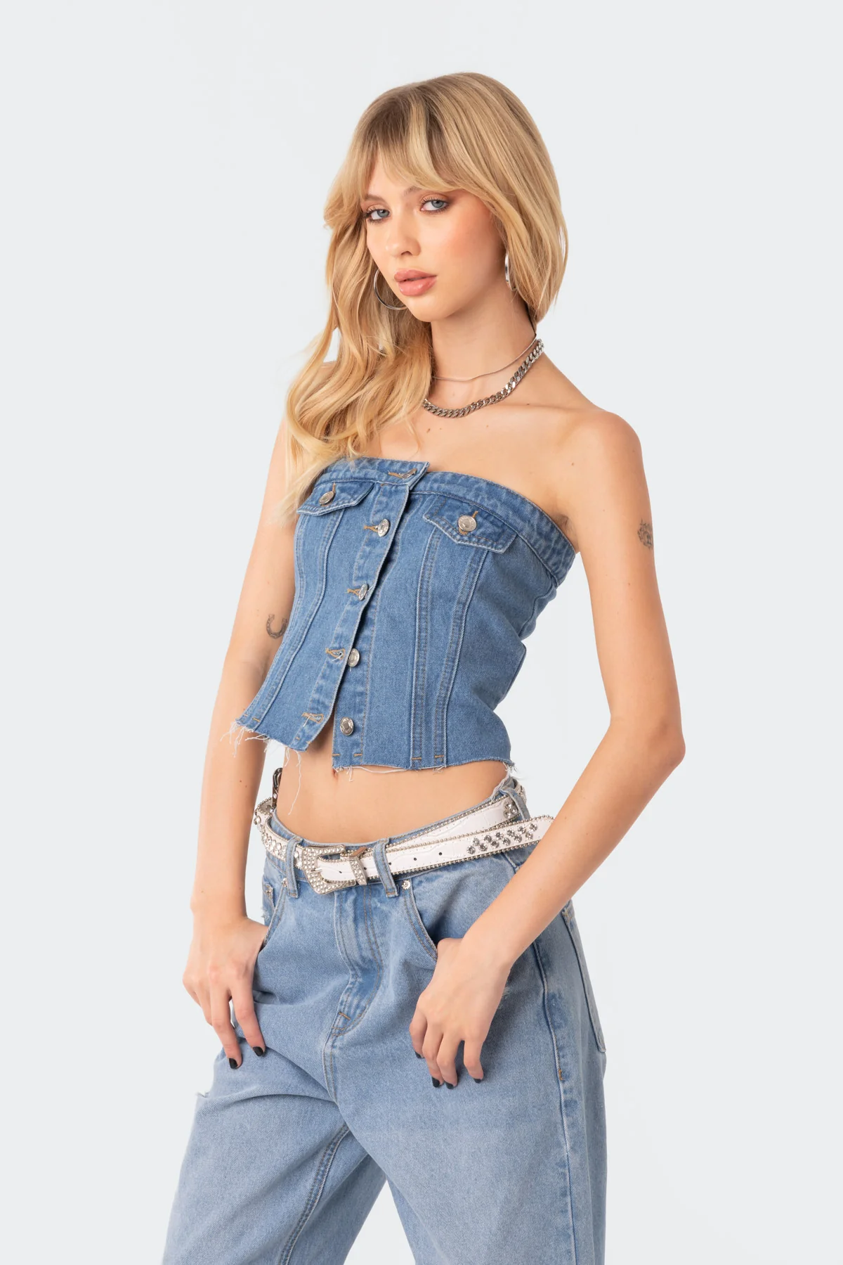 River Denim Strapless Top - Image 3