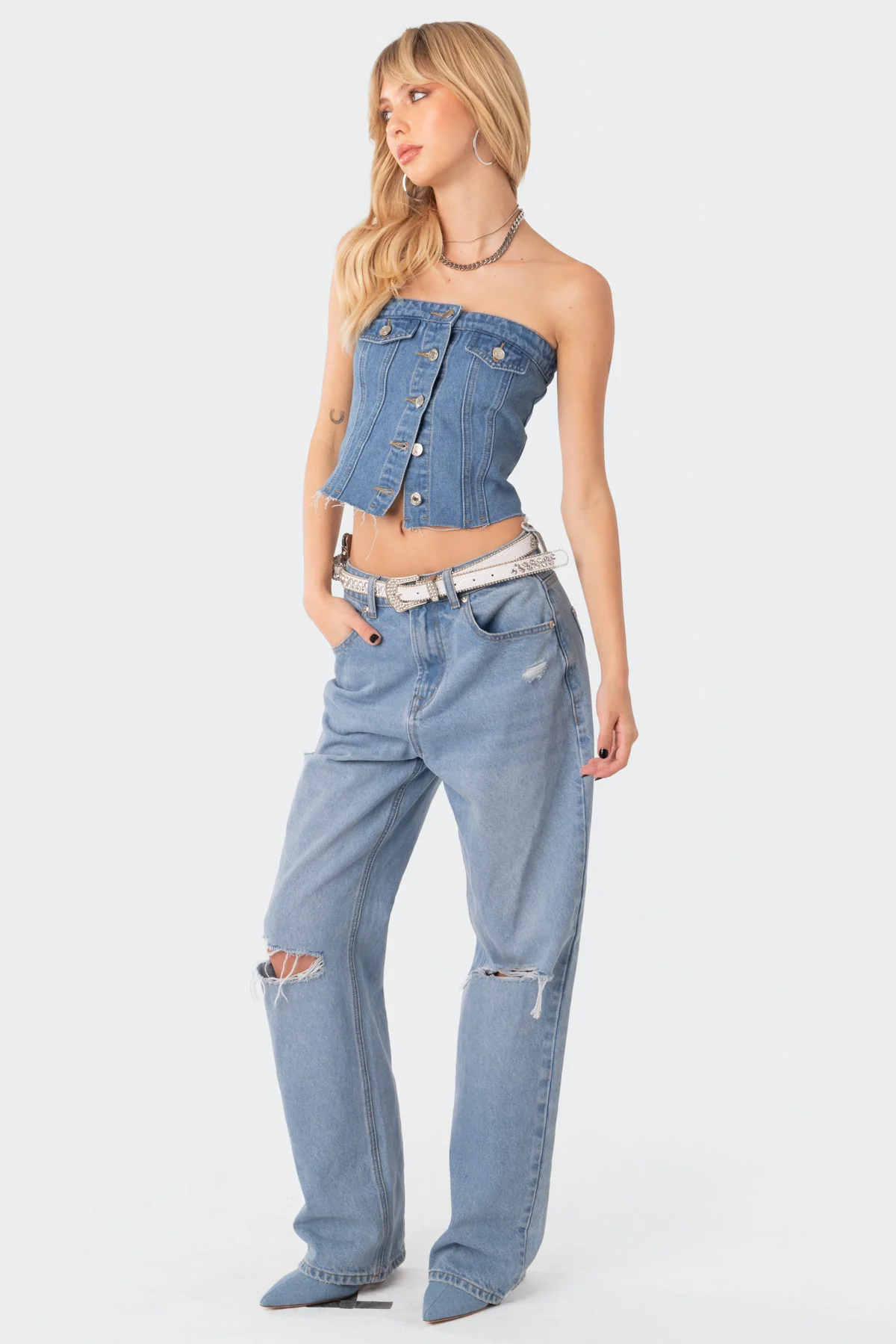 River Denim Strapless Top - Image 4