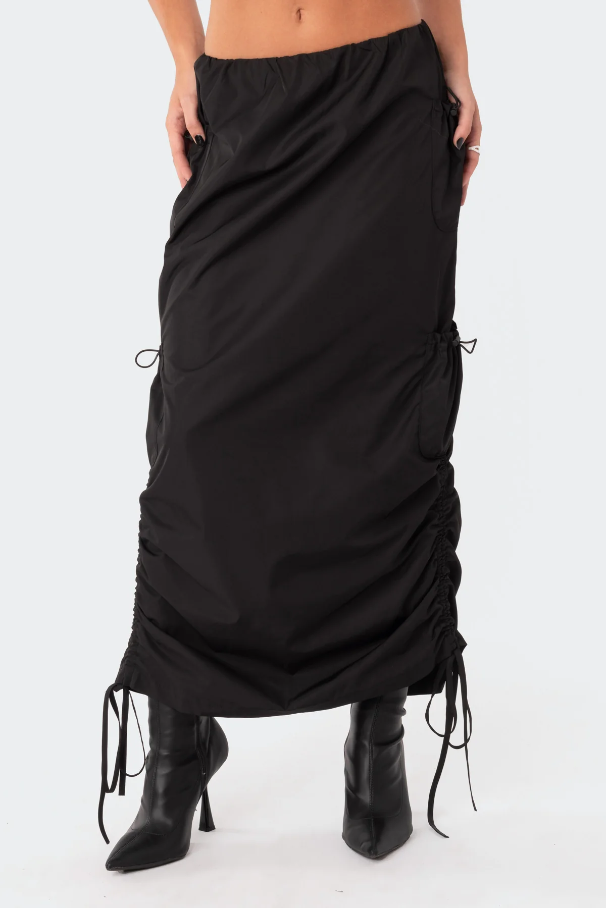 Low-Rise Slitted  Nylon Maxi Skirt - Image 2