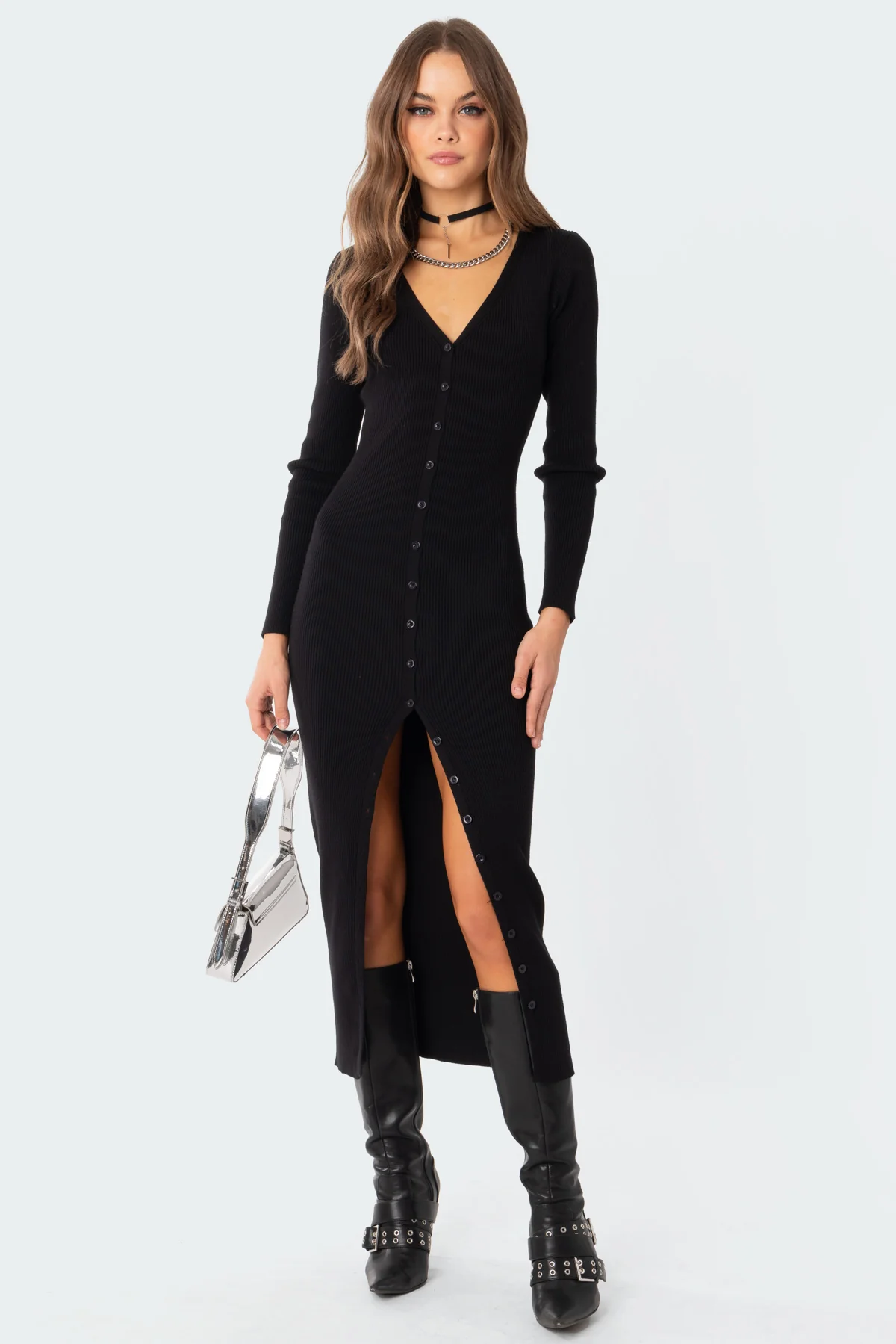 Jazlyn Knitted Button Up Maxi Dress - Image 5