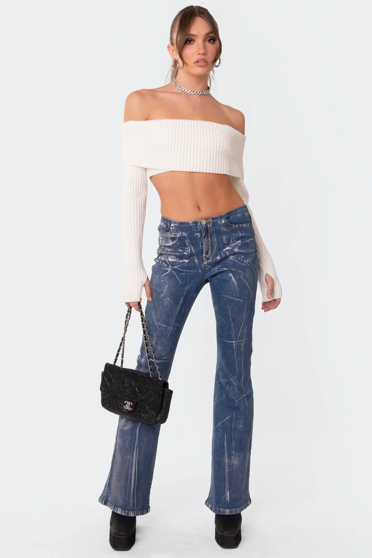 Astrea Fold Over Cropped Sweater - Image 5