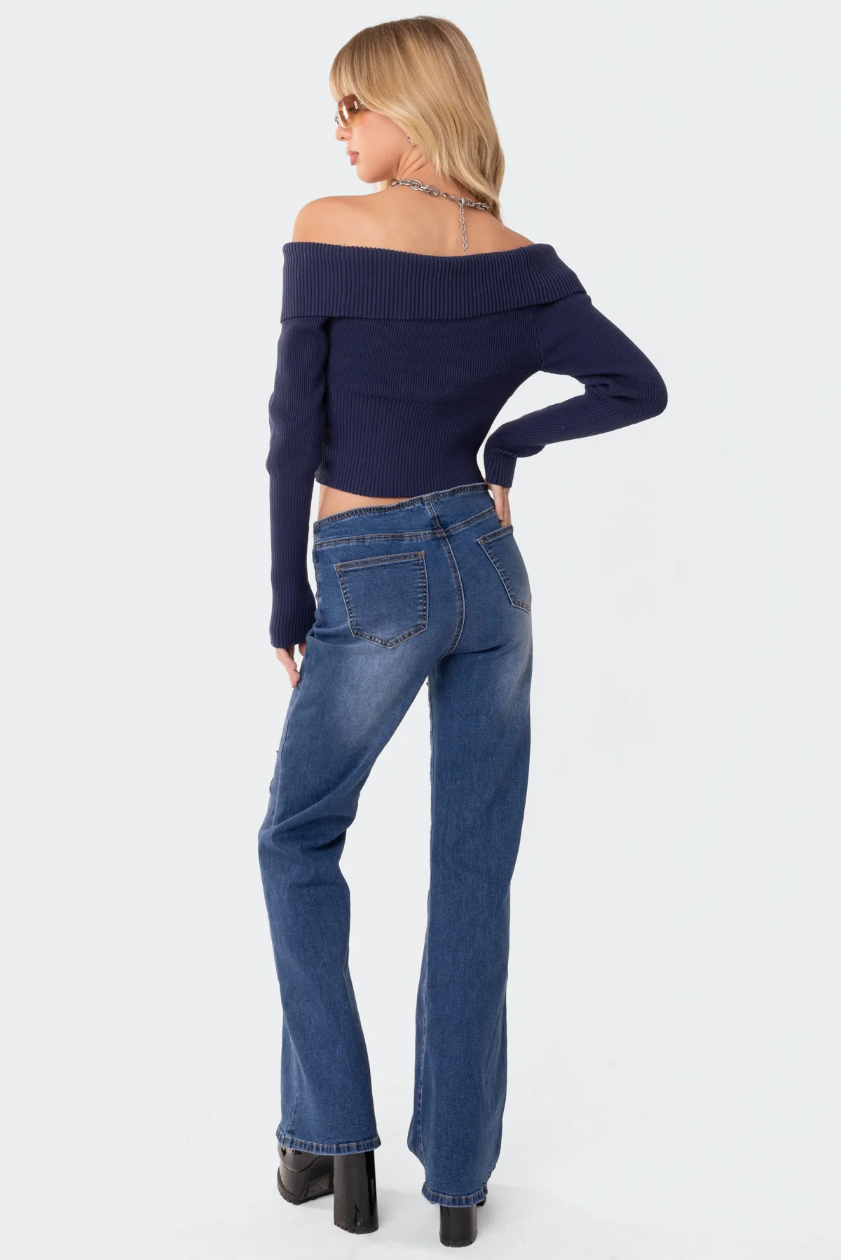 Fold Over Double Zip Knit Top - Image 5