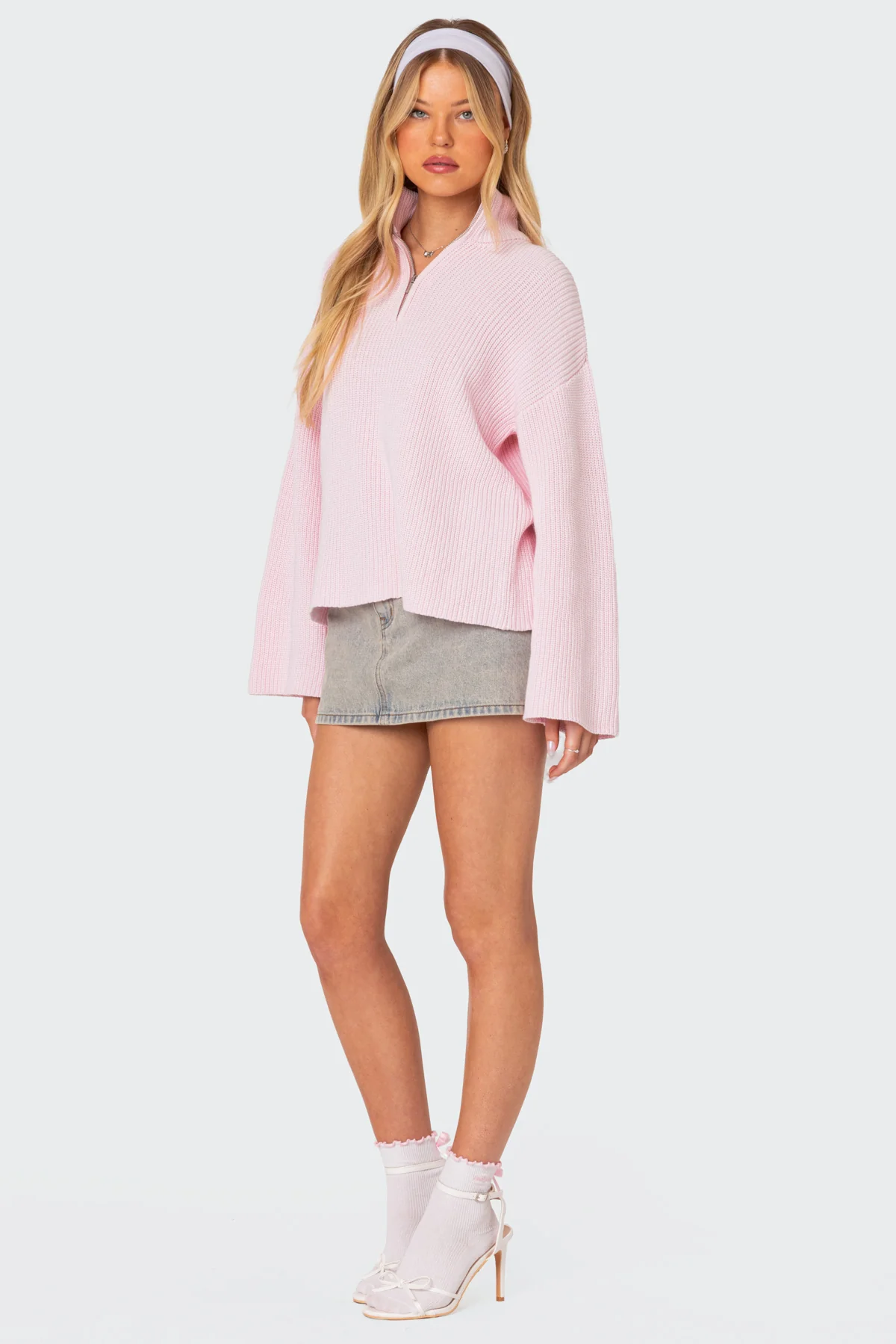 Amour High Neck Oversized Zip Sweater - Image 4