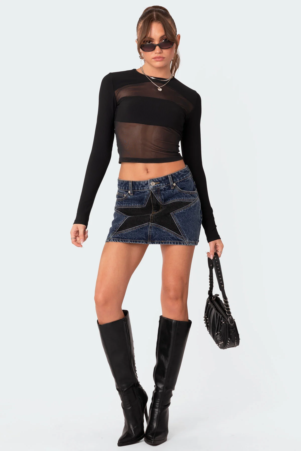 Azal Half Ribbed Mesh Top - Image 2