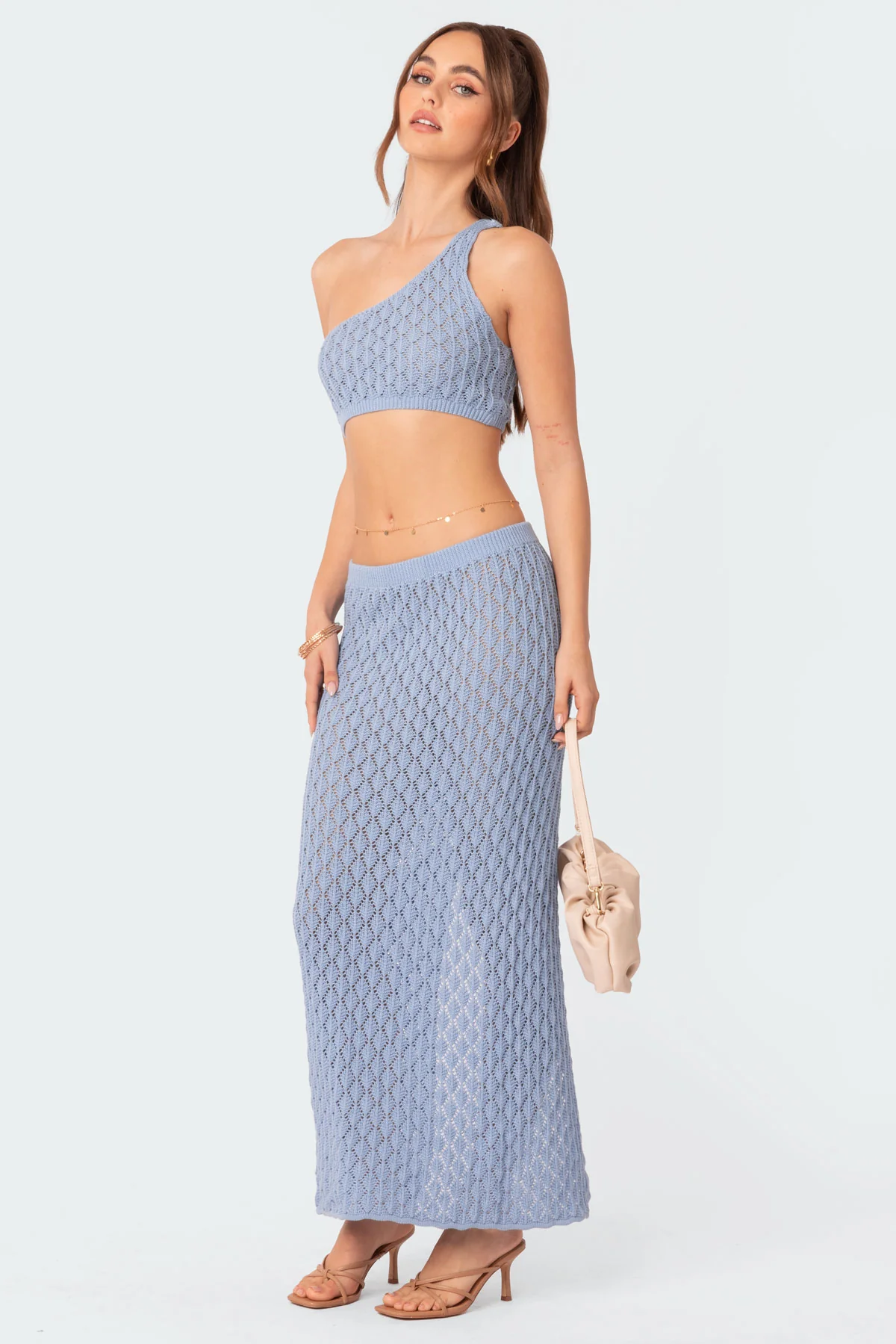 Mermaid One Shoulder Crochet Crop Top - Image 3