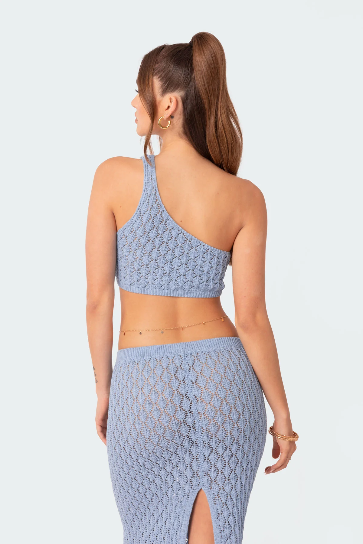 Mermaid One Shoulder Crochet Crop Top - Image 5
