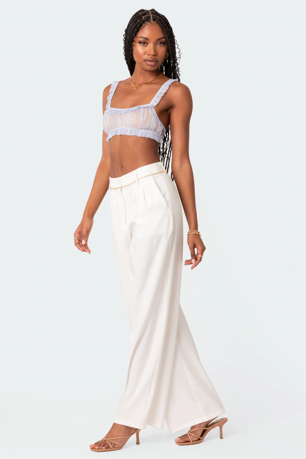 Gabi Ruffle Sheer Lace Bralette - Image 3