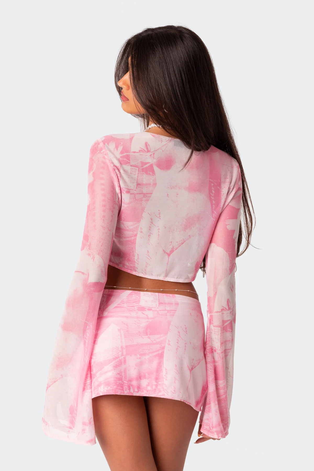 Nevaeh Printed Sheer Mesh Crop Top - Image 4