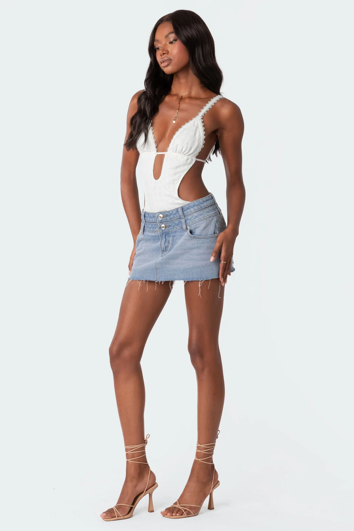 Textured Cut Out Bodysuit - Image 4