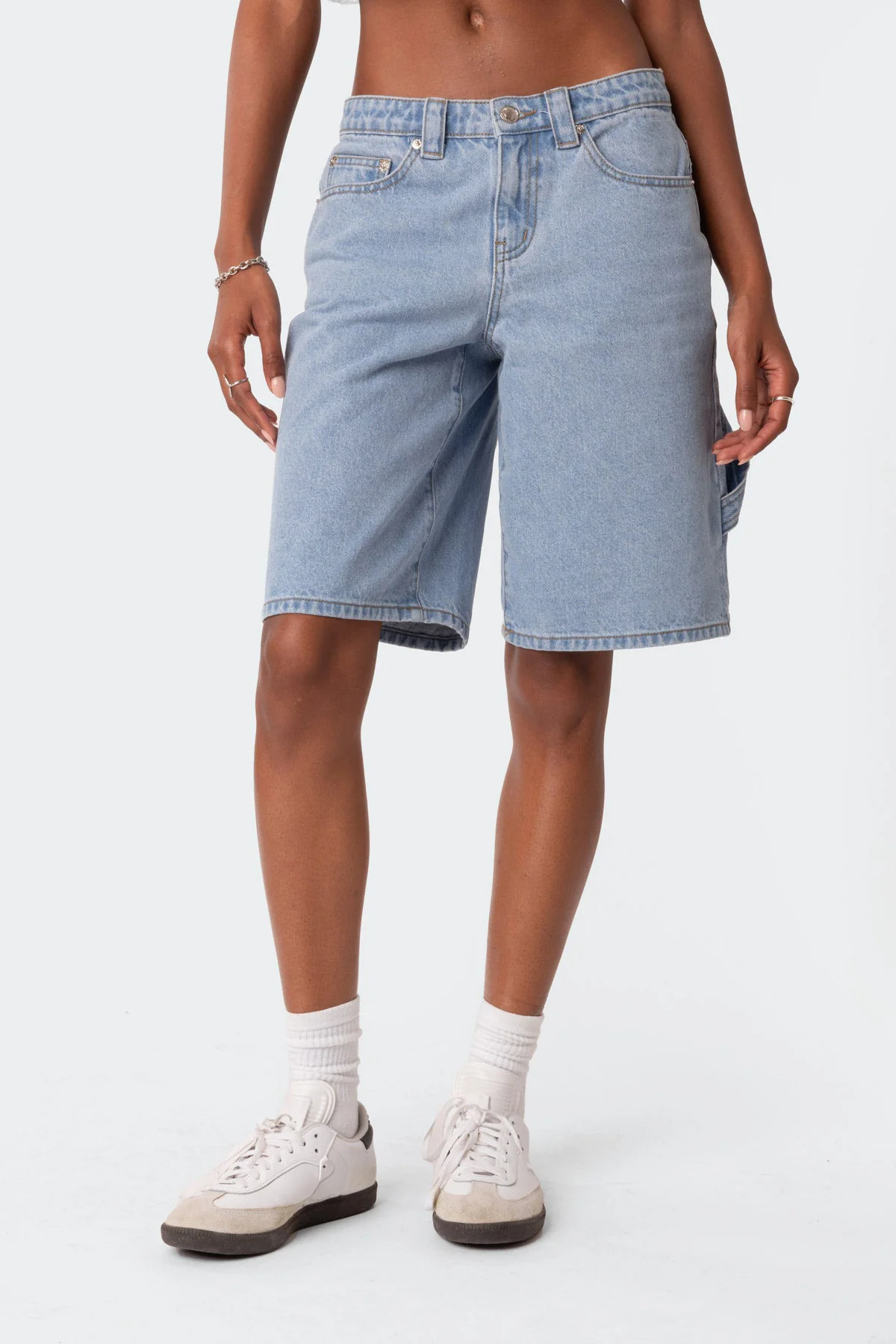 Low Rise Bermuda Denim Carpenter Shorts - Image 2
