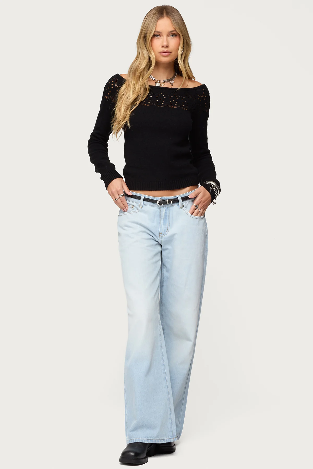 Magda Acid Wash Low Rise Baggy Jeans - Image 3
