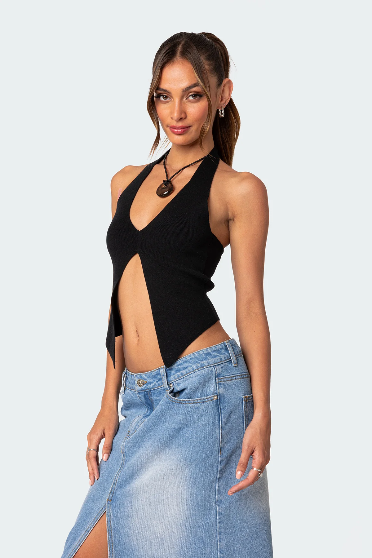 Sculpt Knitted Split Front Top - Image 3