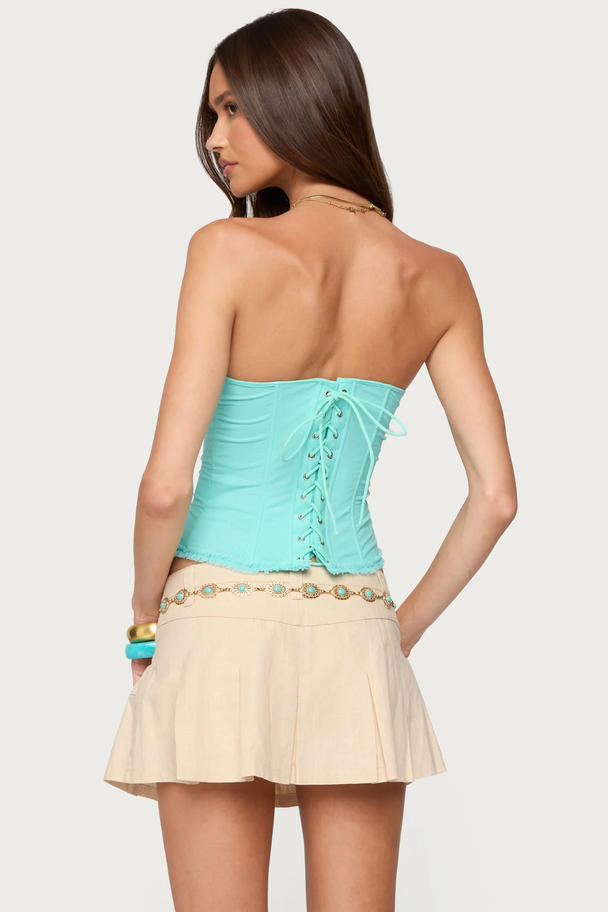 Deirdre Mesh Lace Up Corset - Image 5