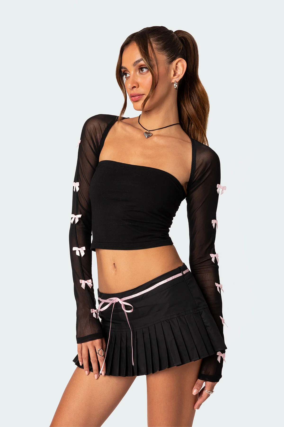 Bow Babe Sheer Mesh Shrug - Image 3