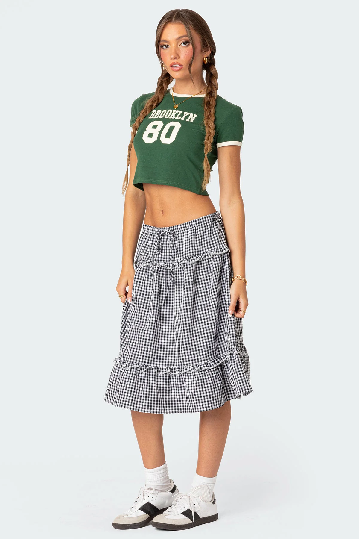 Plaid Tiered Midi Skirt - Image 5