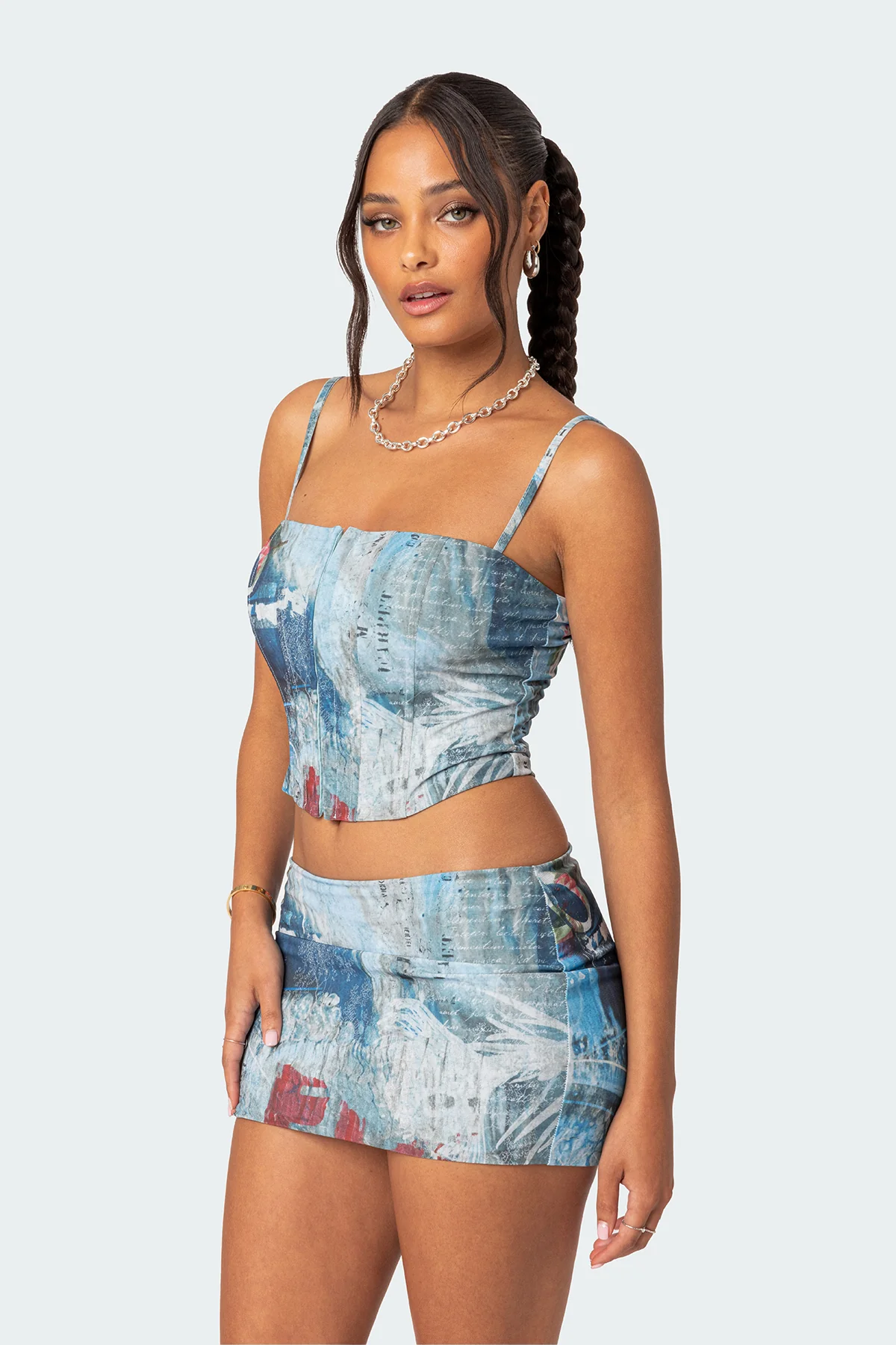 Love Letter Printed Mesh Corset - Image 3