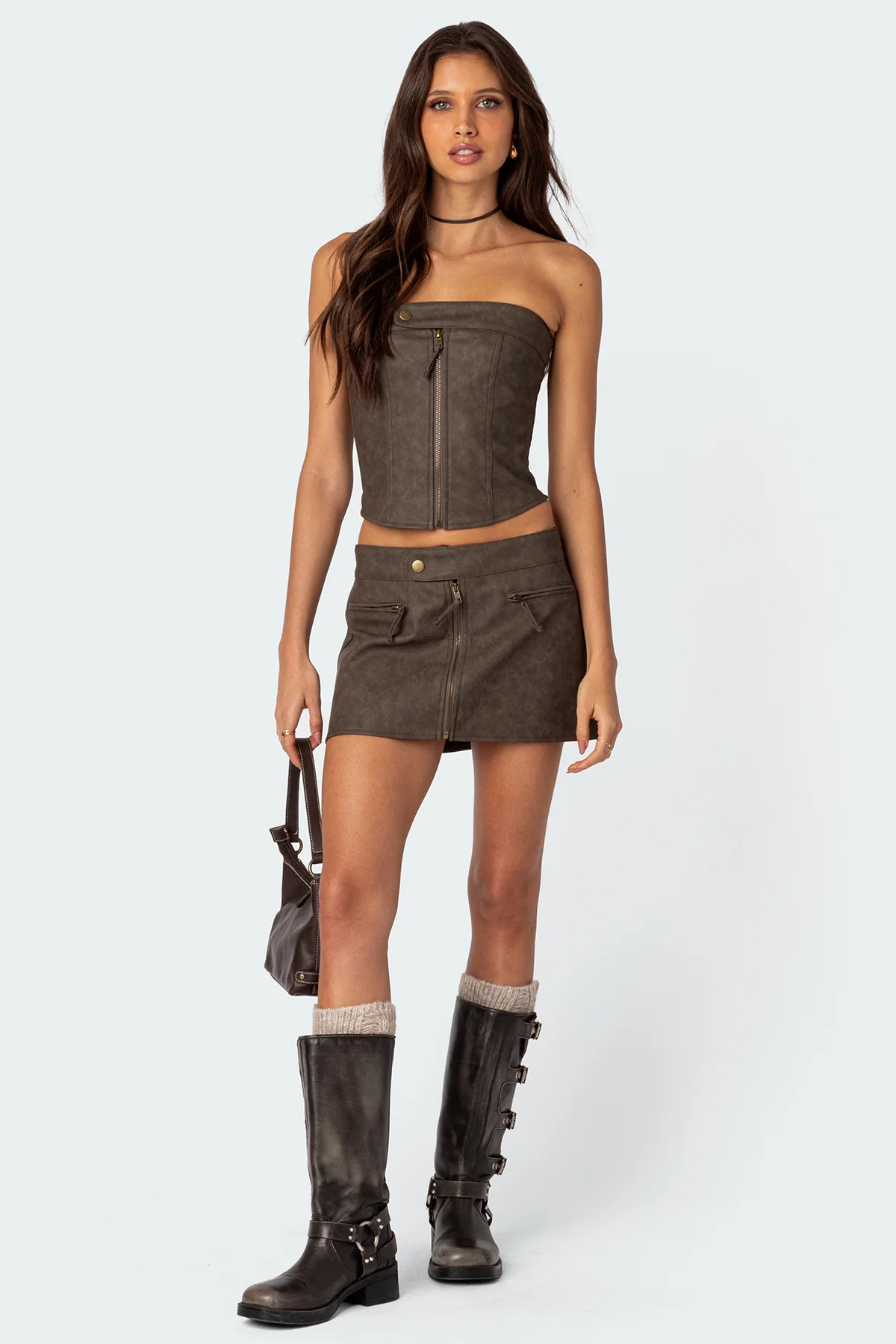 Ziva Faux Leather Lace Up Corset - Image 5