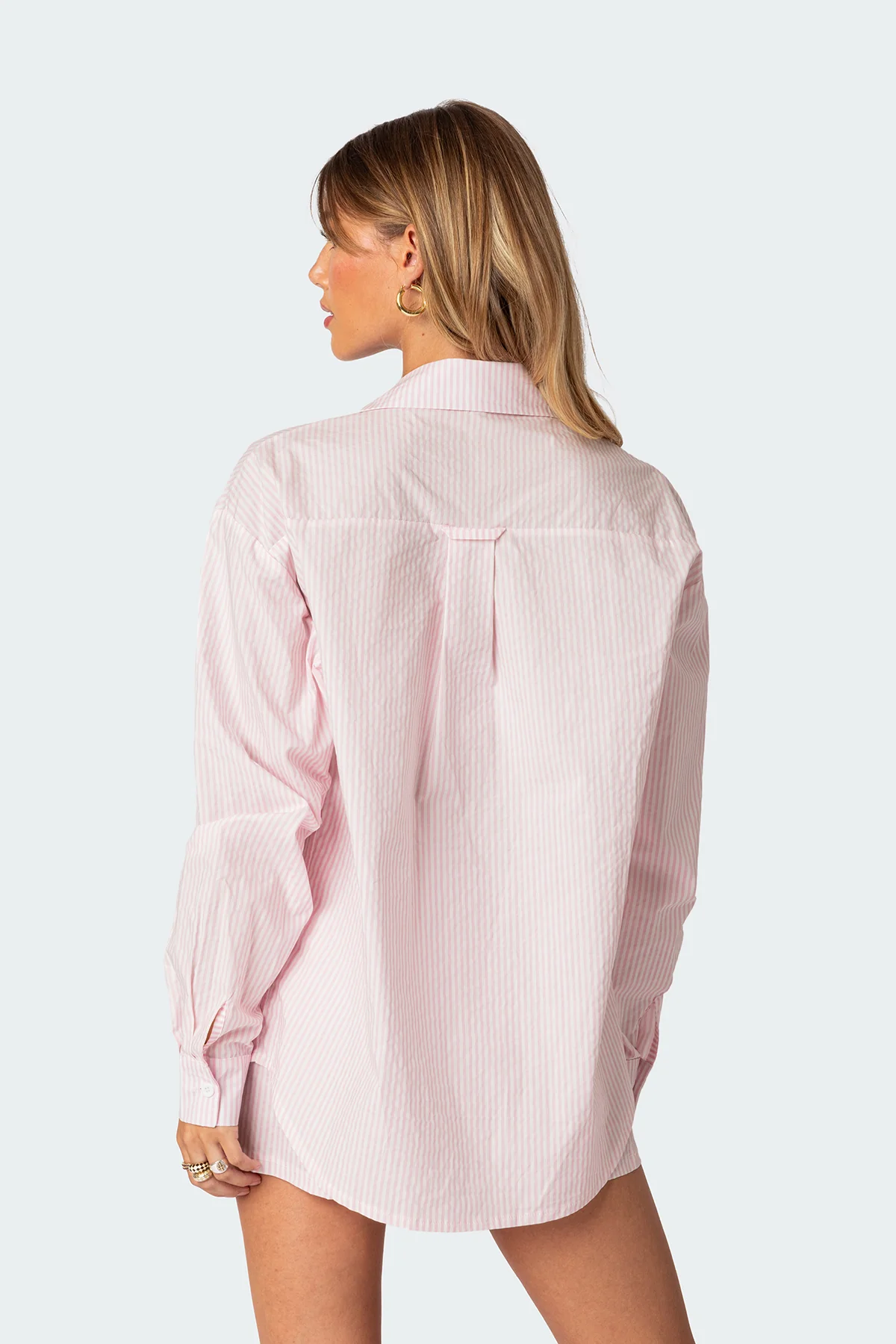 Oversized Pinstripe Button Up Shirt - Image 4