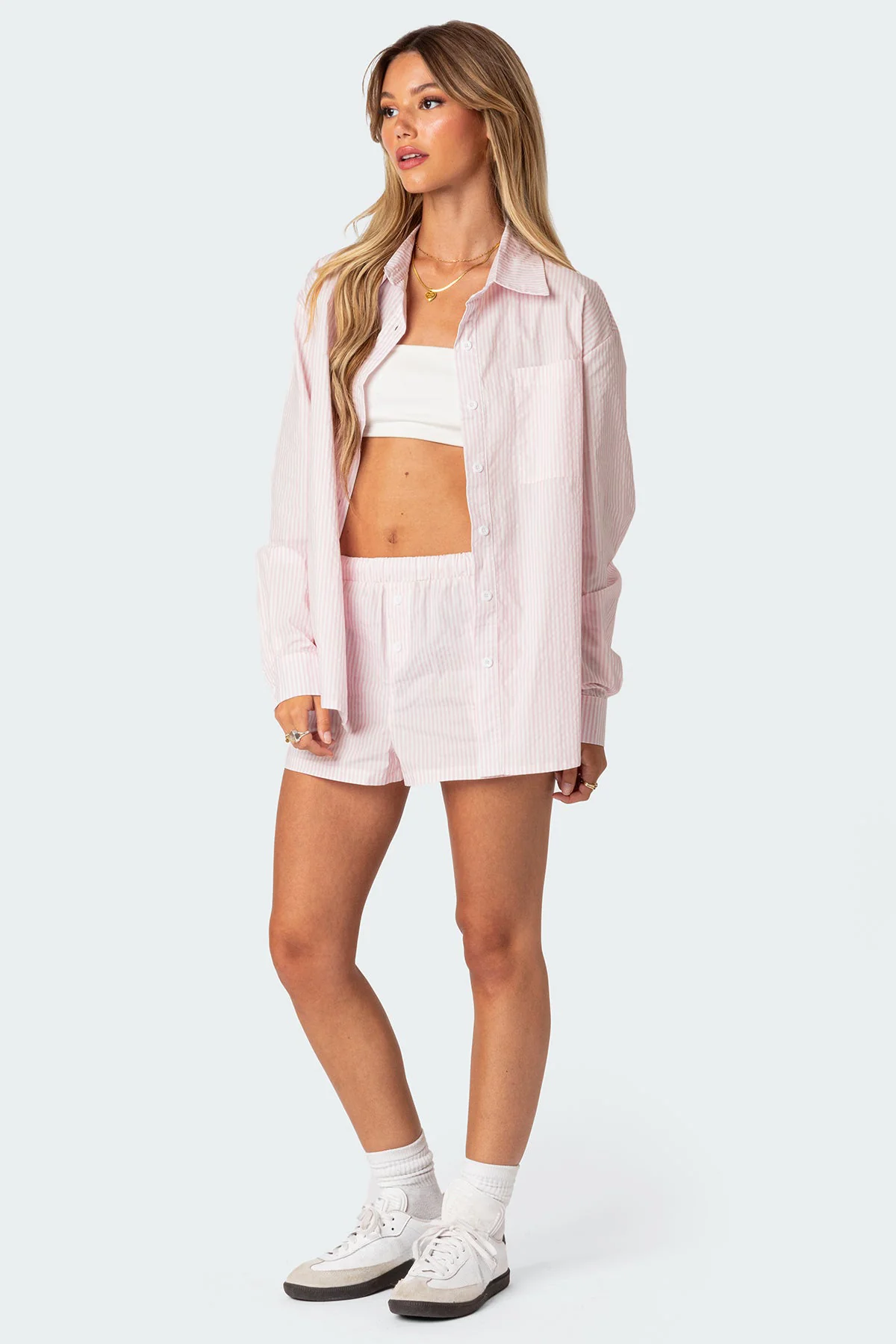 Oversized Pinstripe Button Up Shirt - Image 5