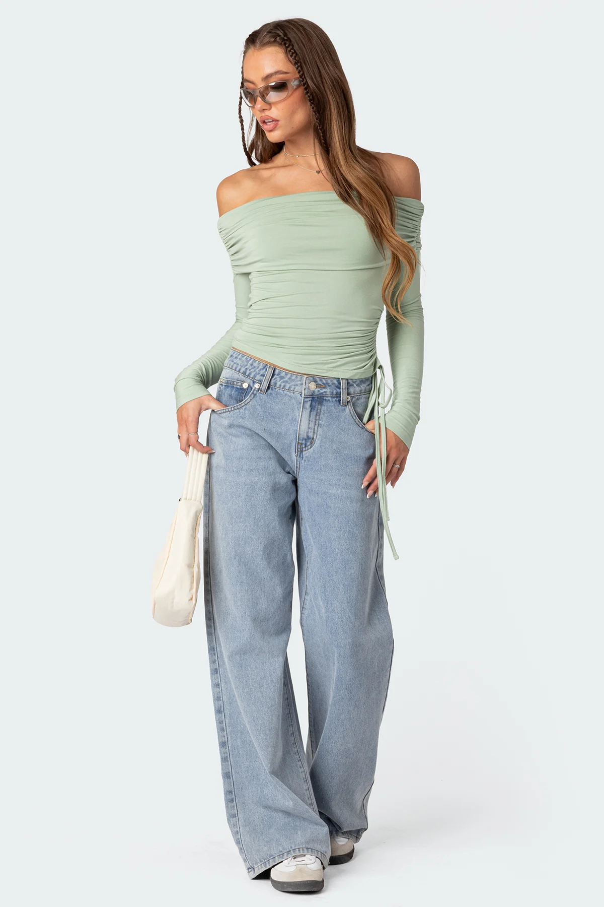 Gathered Fold Over Drawstring Top - Image 2
