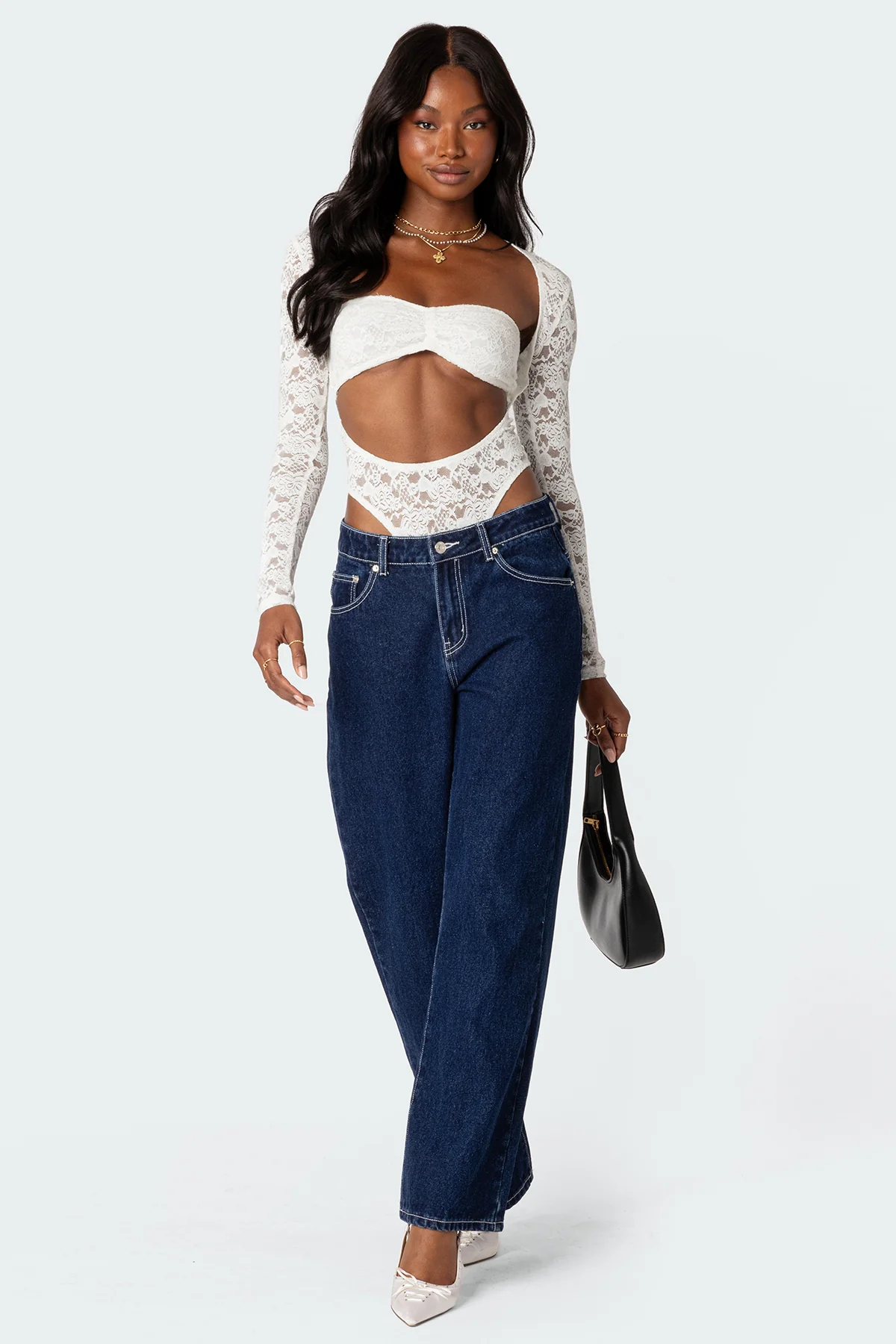 Zoey Sheer Lace Two Piece Bodysuit - Image 2