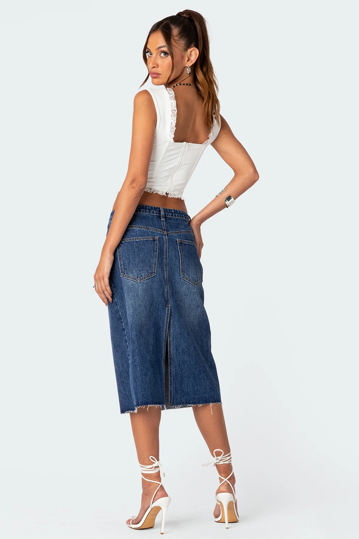 Mirah Denim Midi Skirt - Image 4