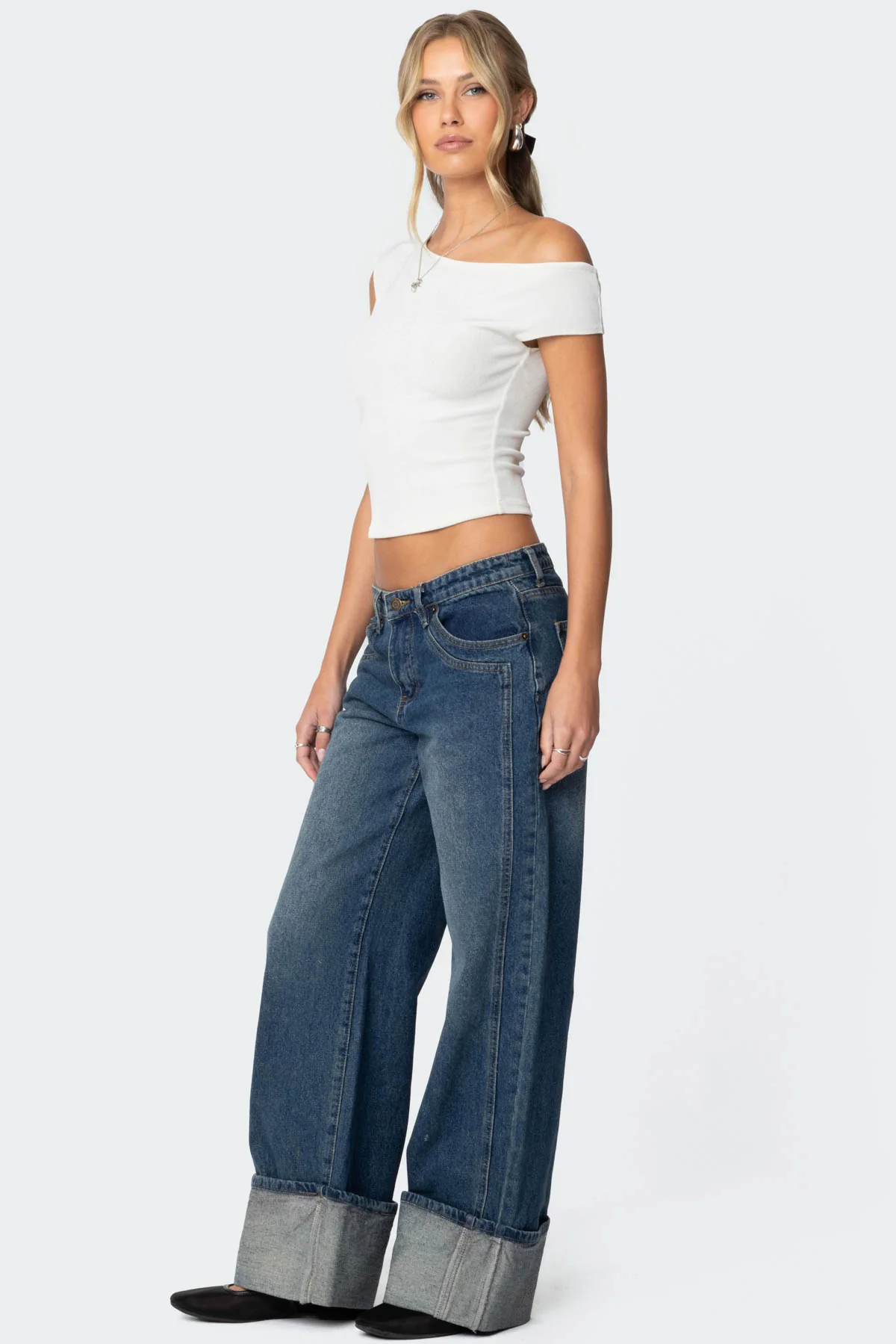 Vesper Cuffed Low Rise Baggy Jeans - Image 2