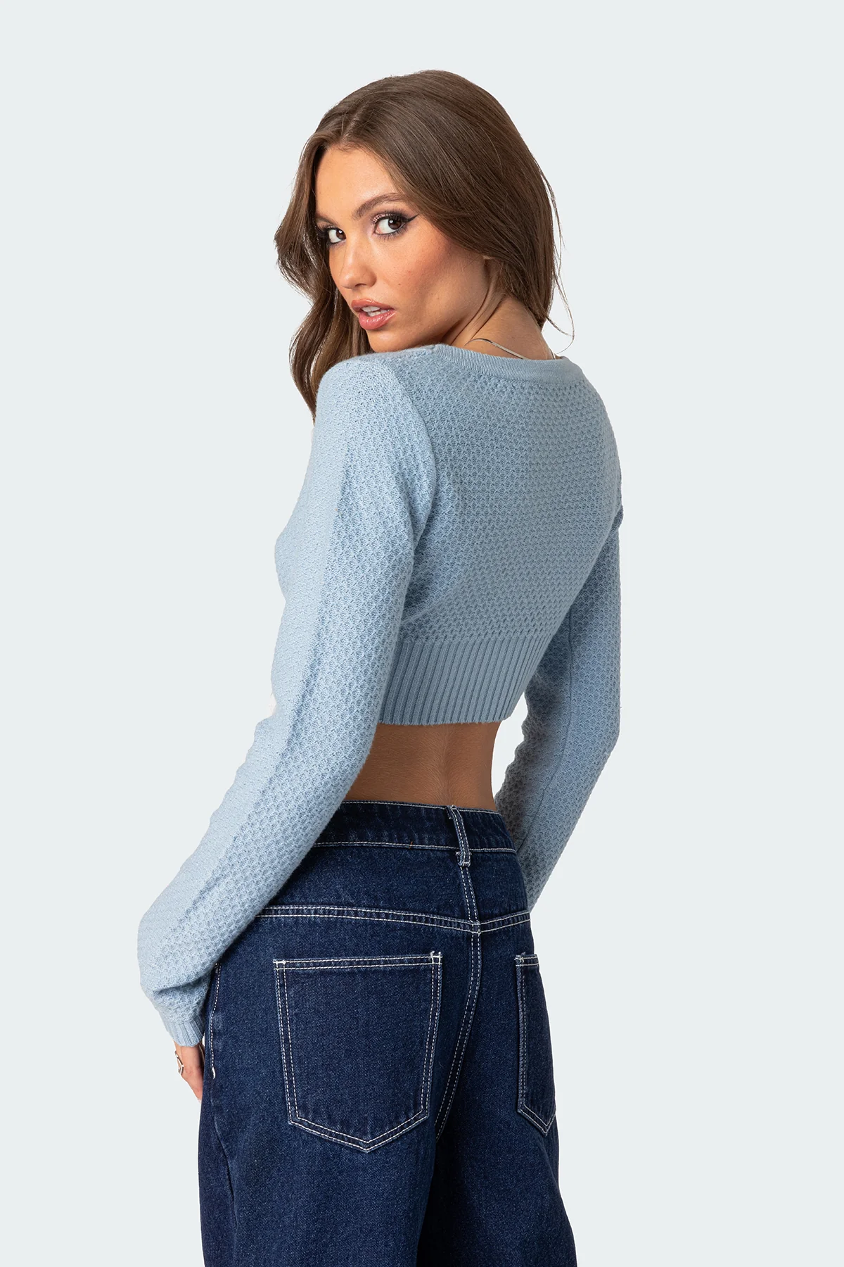 V Neck Cropped Cardigan - Image 5