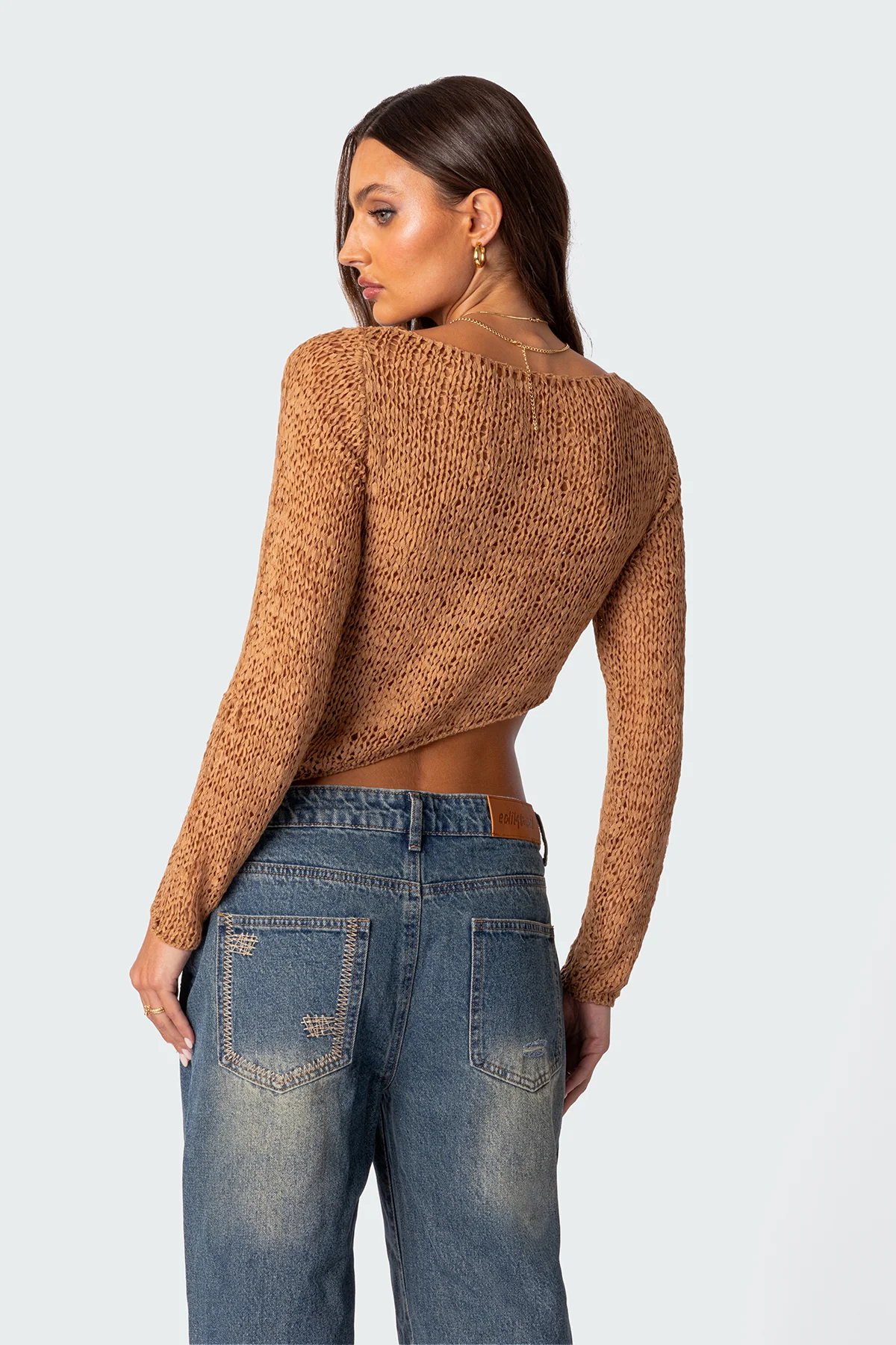 Sheer Loose Knit Asymmetric Top - Image 4