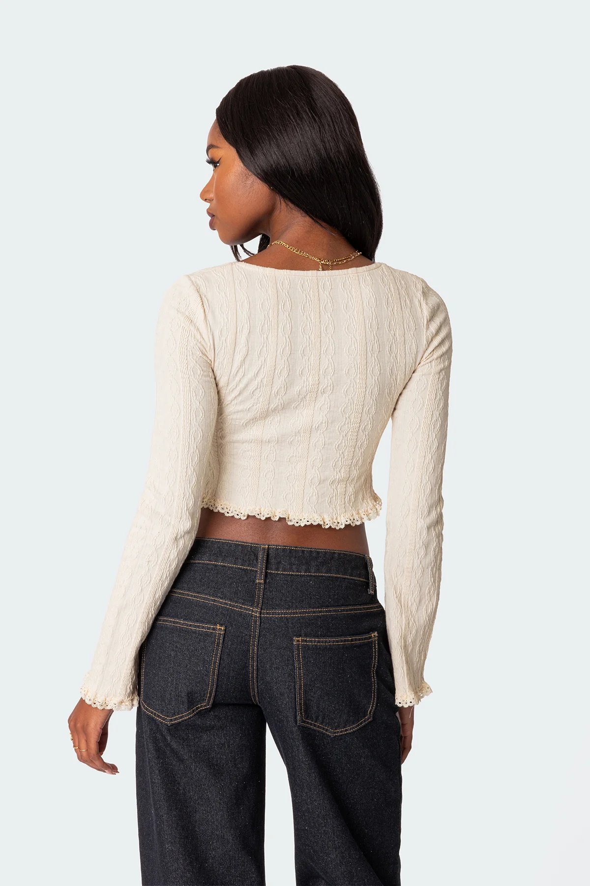 Lacey Long Sleeve Knit Top - Image 4