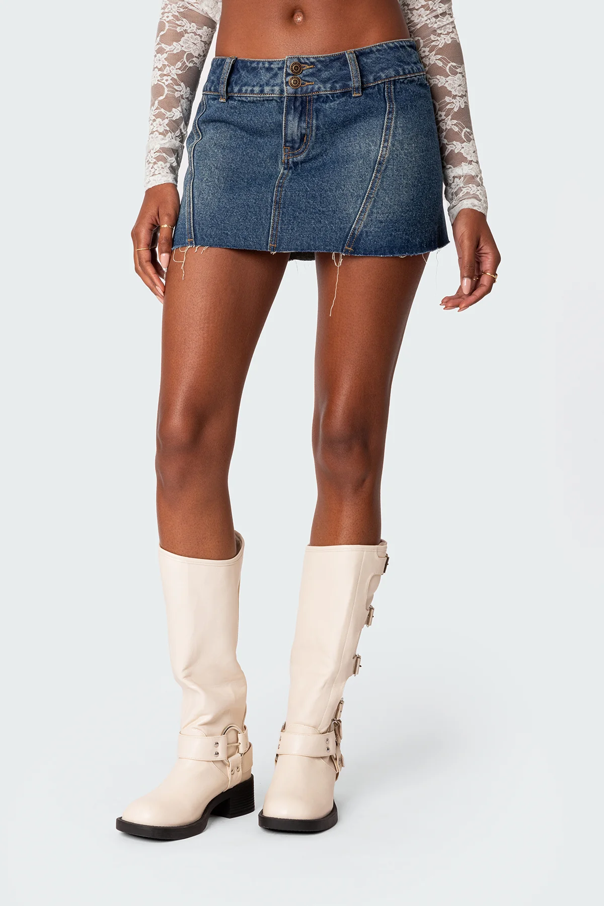 Donnie Washed Denim Mini Skirt - Image 2