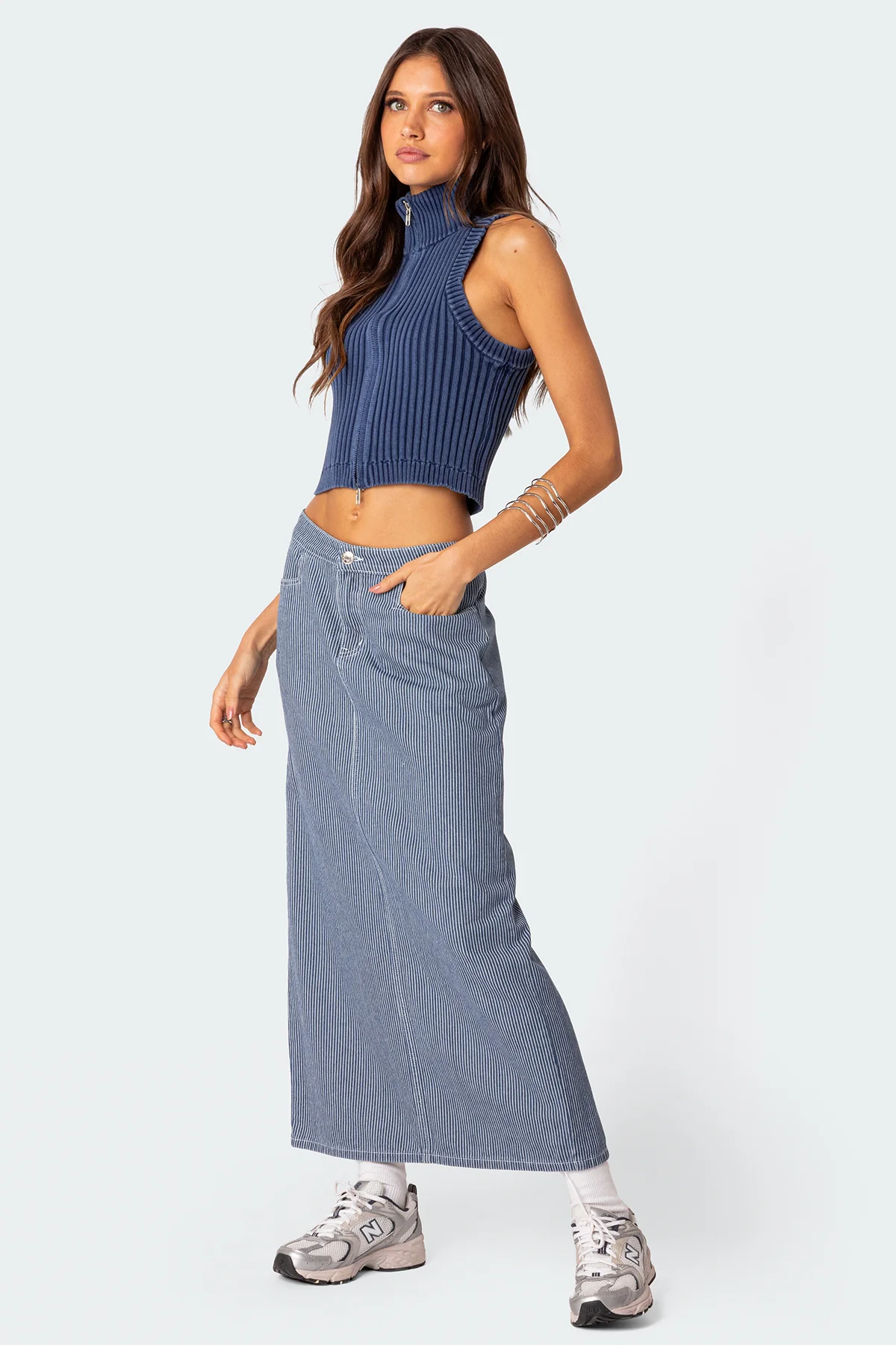 Railroad Denim Maxi Skirt - Image 5